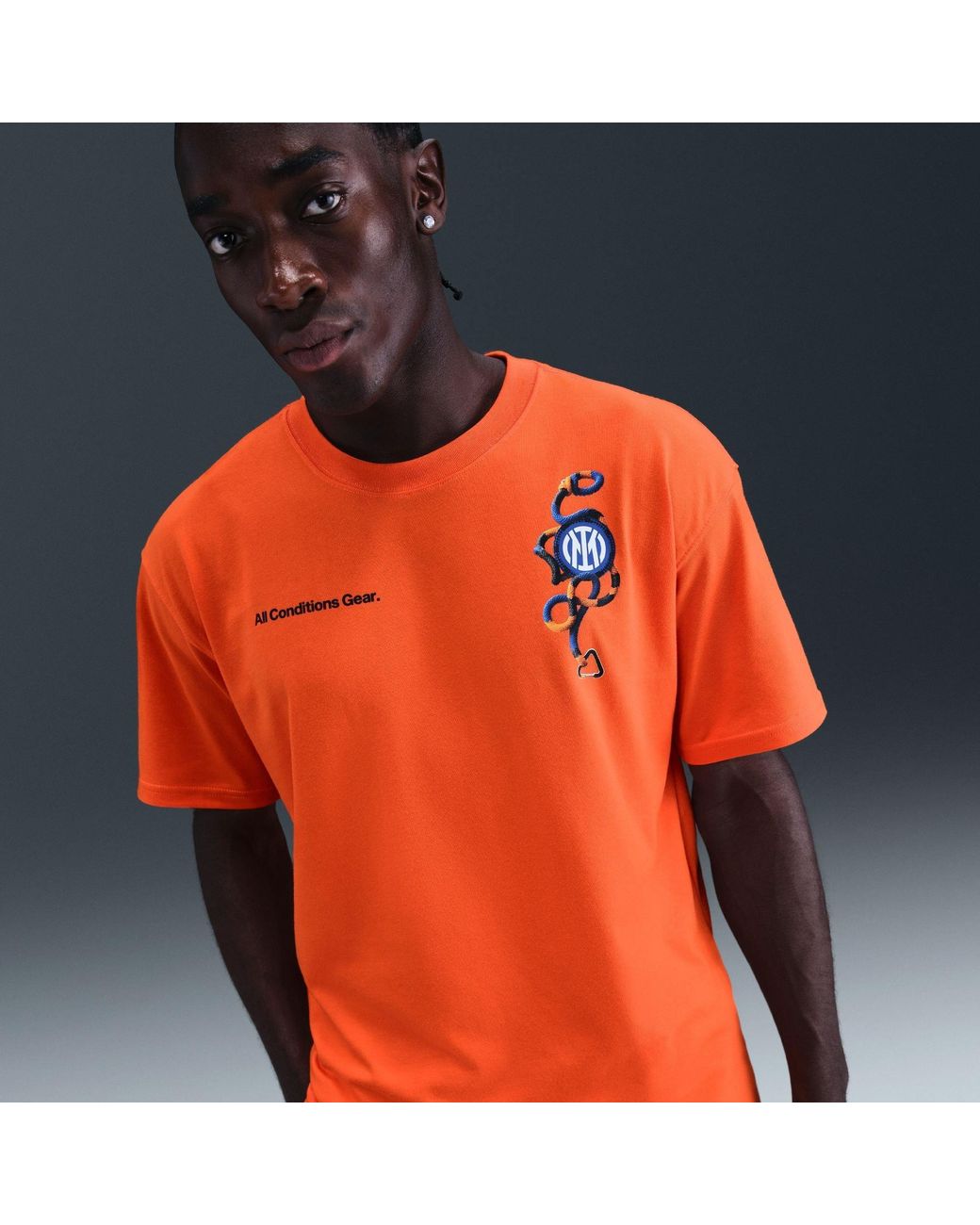 Nike Orange Inter Milan Licensed Short Sleeve T-Shirt for men
