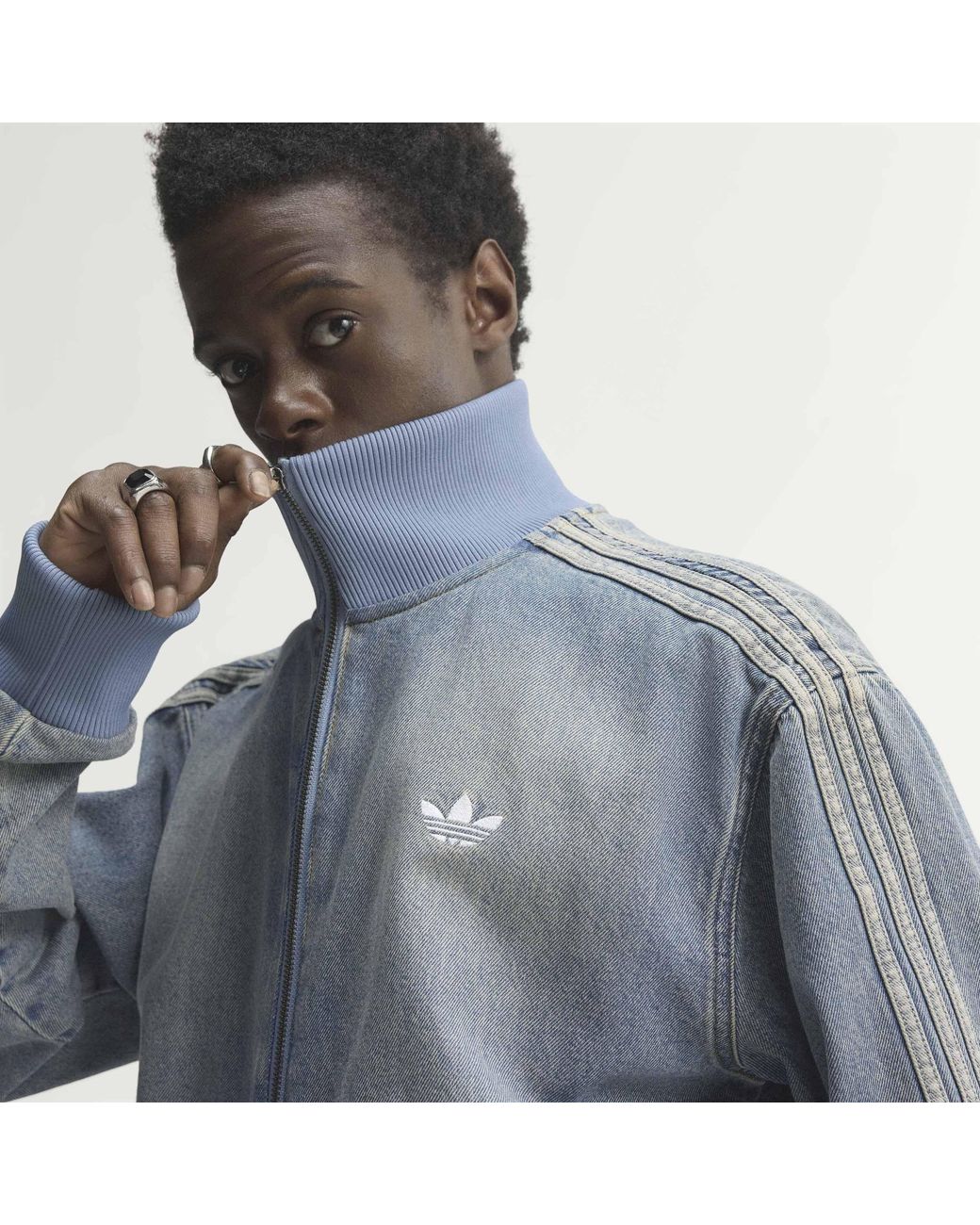 Adidas Originals Blue Firebird Adicolor Denim Track Top Asia Sizing Ks4970 for men