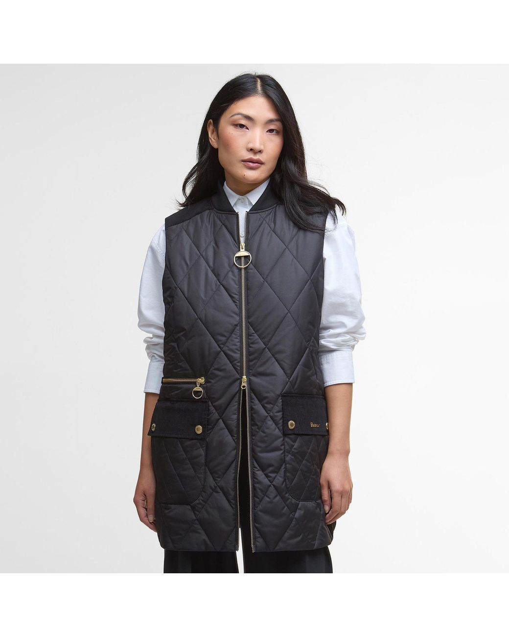Barbour Black Lydia Diamond Quilted Sleeveless Gilet