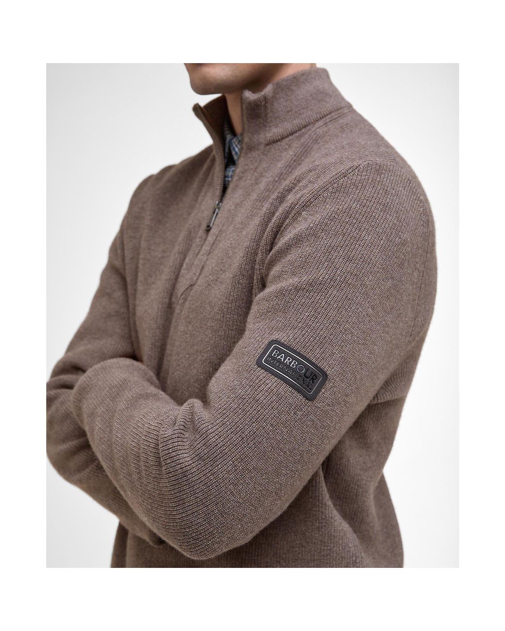 Barbour Brown Crawley Half Zip Jumper for men