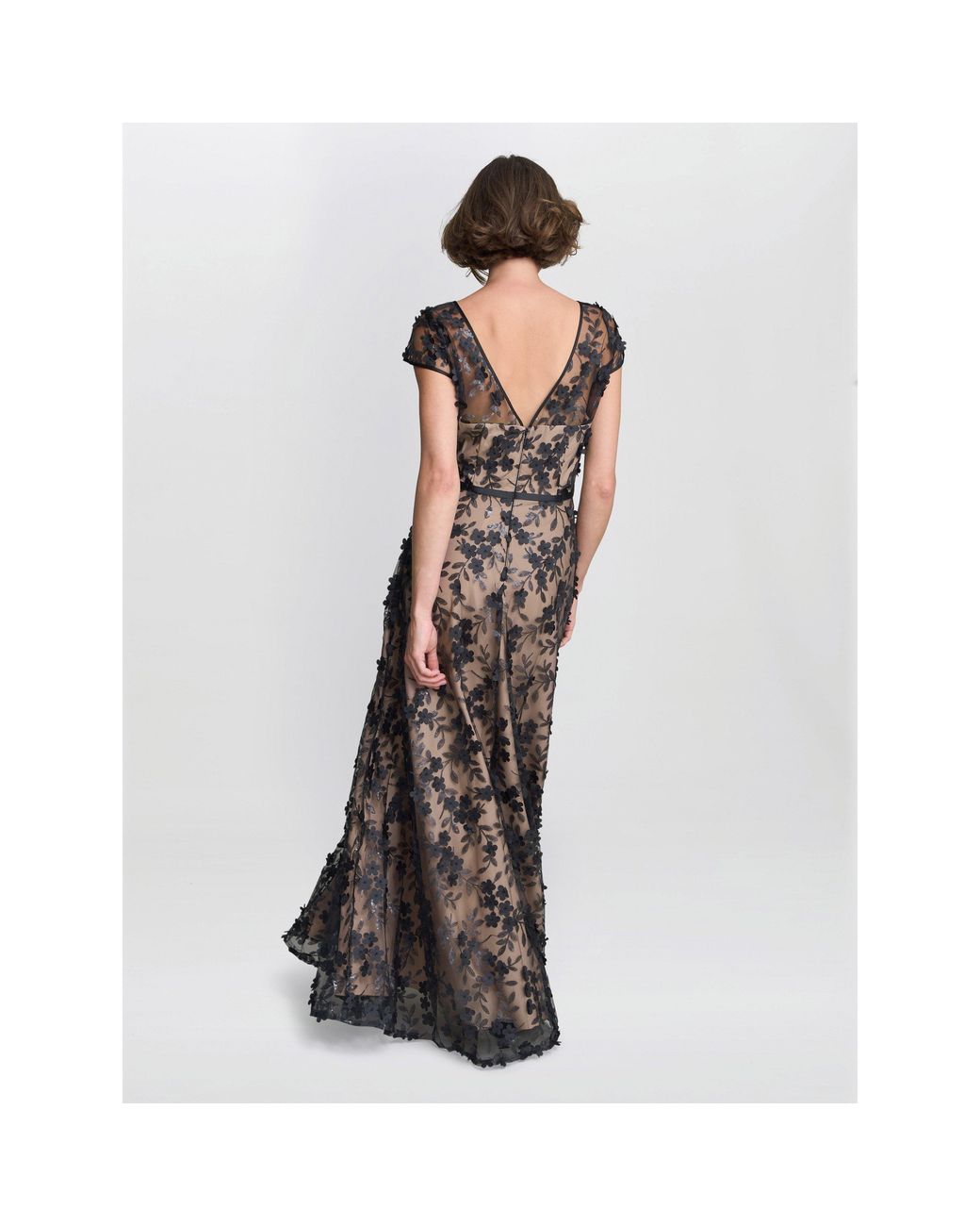 Gina Bacconi Multicolor Keira 3D Flower Maxi Dress