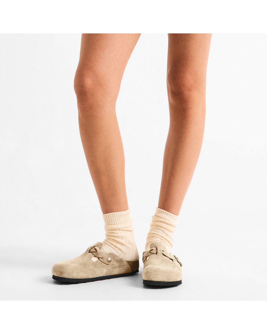 Birkenstock Natural Boston Suede Mules