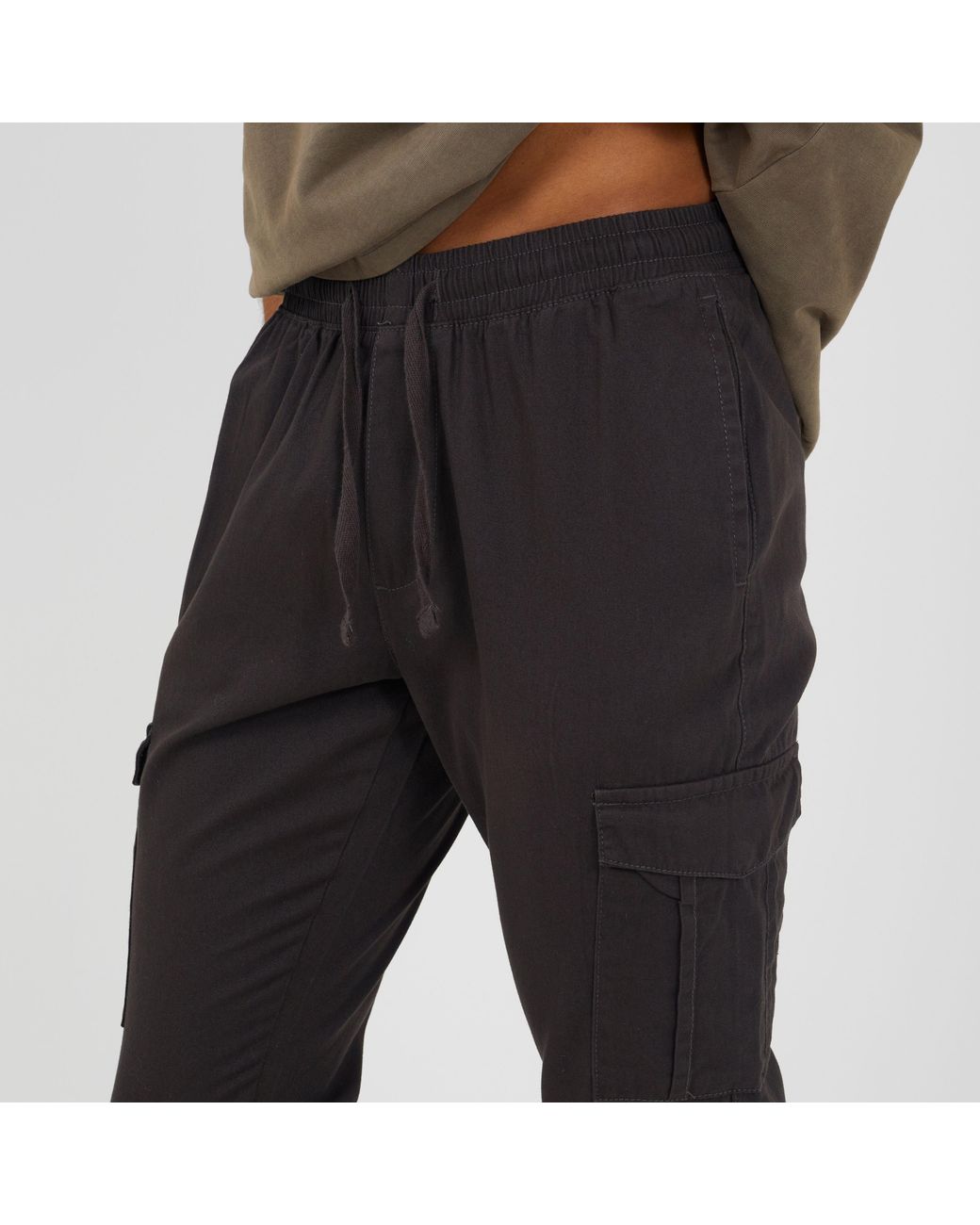 Brave Soul Black Twill Cuffed Trousers for men