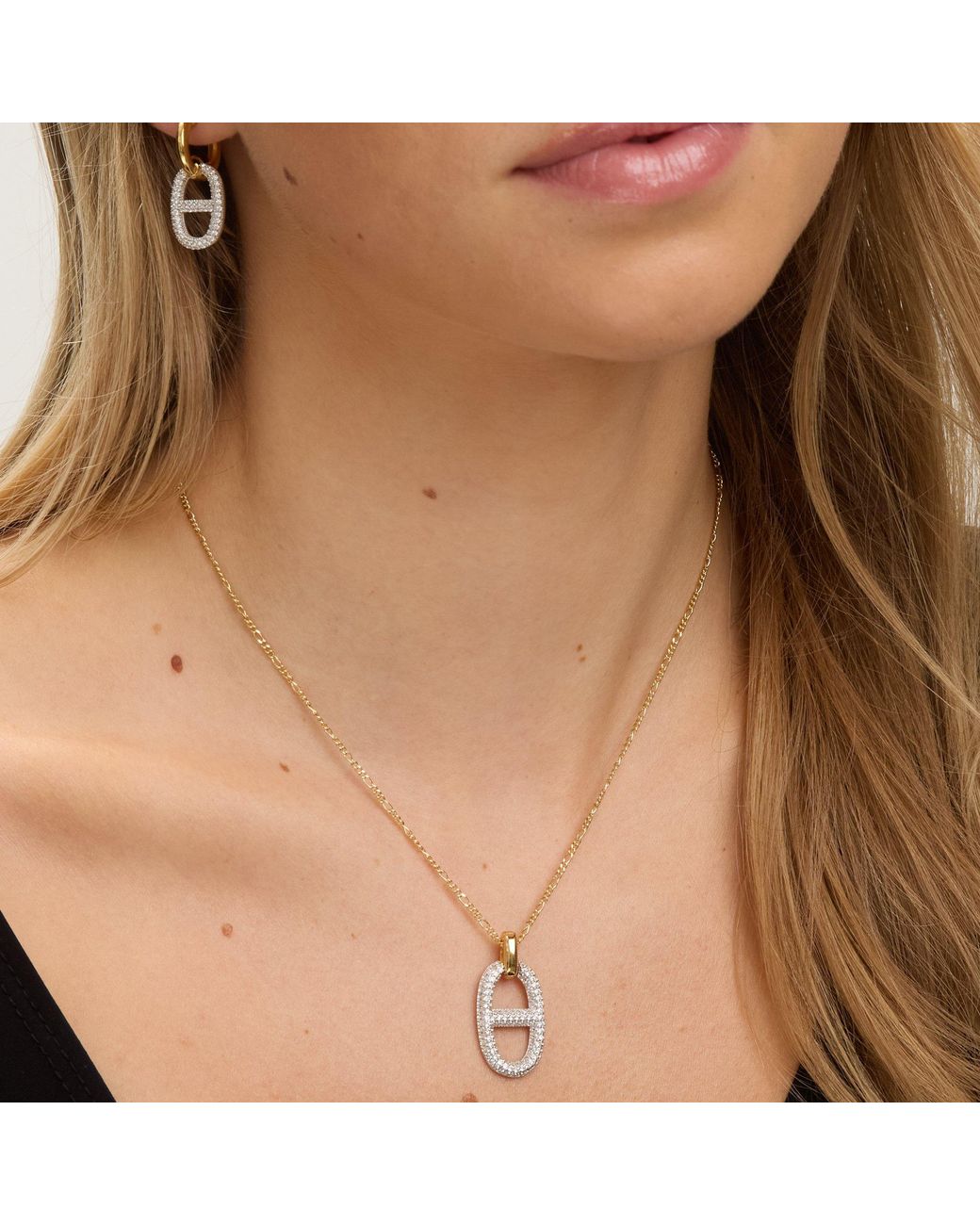 Jon Richard Metallic 18K Plated Two Tone Pave Link Necklace