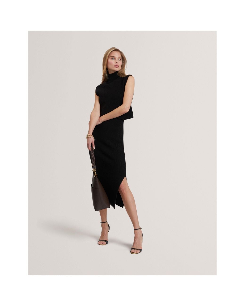 Ted Baker Black Sleeveless Knitted Jumper Dress