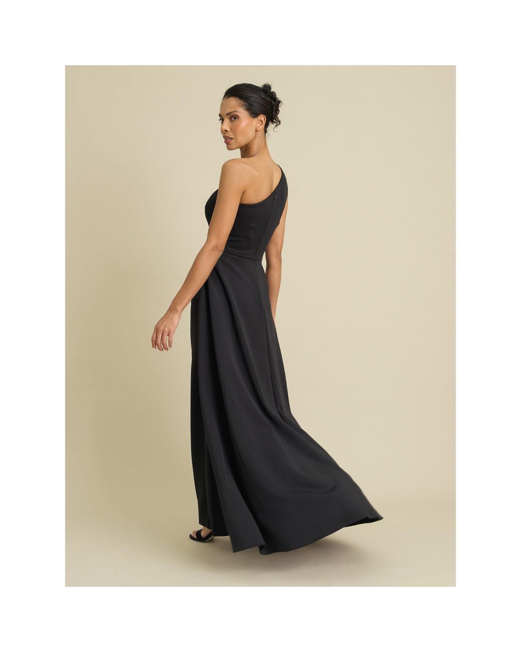 Gina Bacconi Natural Madge One Shoulder Maxi Dress