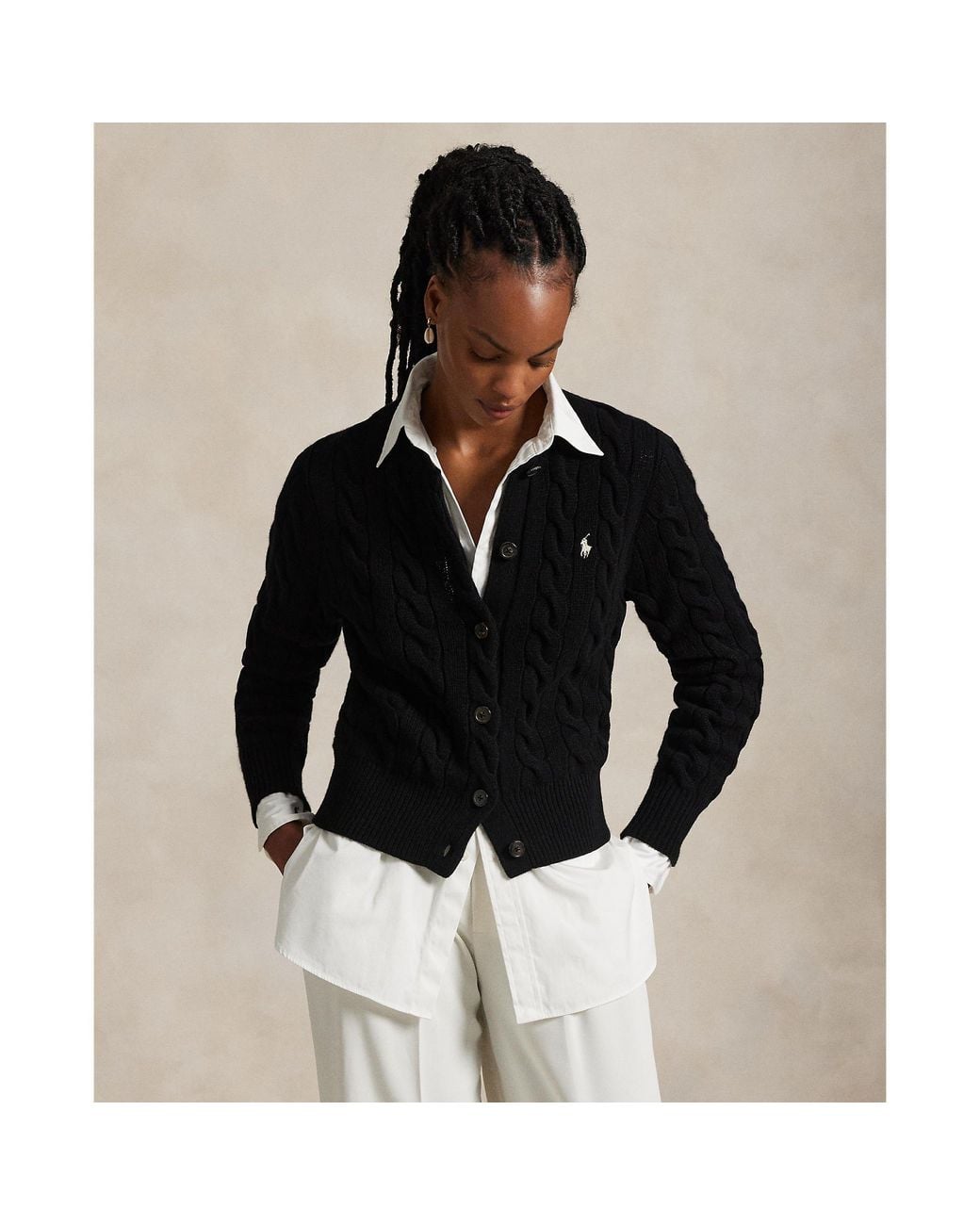 Polo Ralph Lauren Black Cable Knit Cardigan