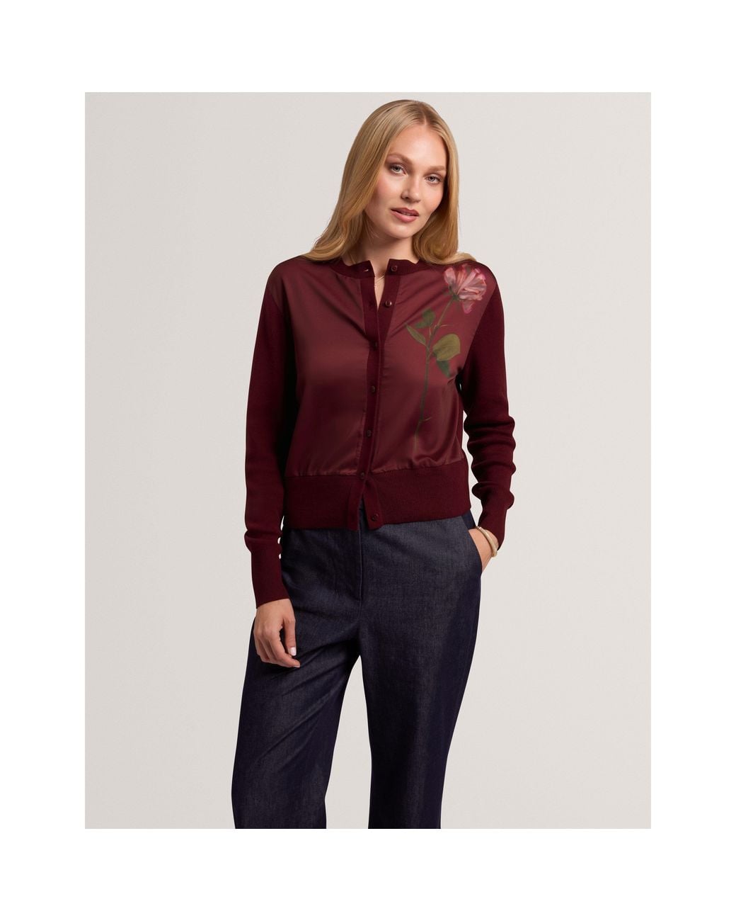 Ted Baker Red Ted Floral Cardigan Ld64
