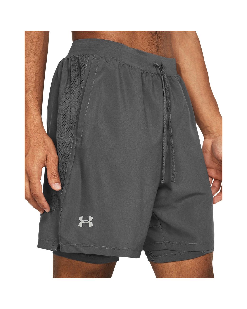 Under Armour Gray Ua Launch Run 2-In-1 Shorts for men