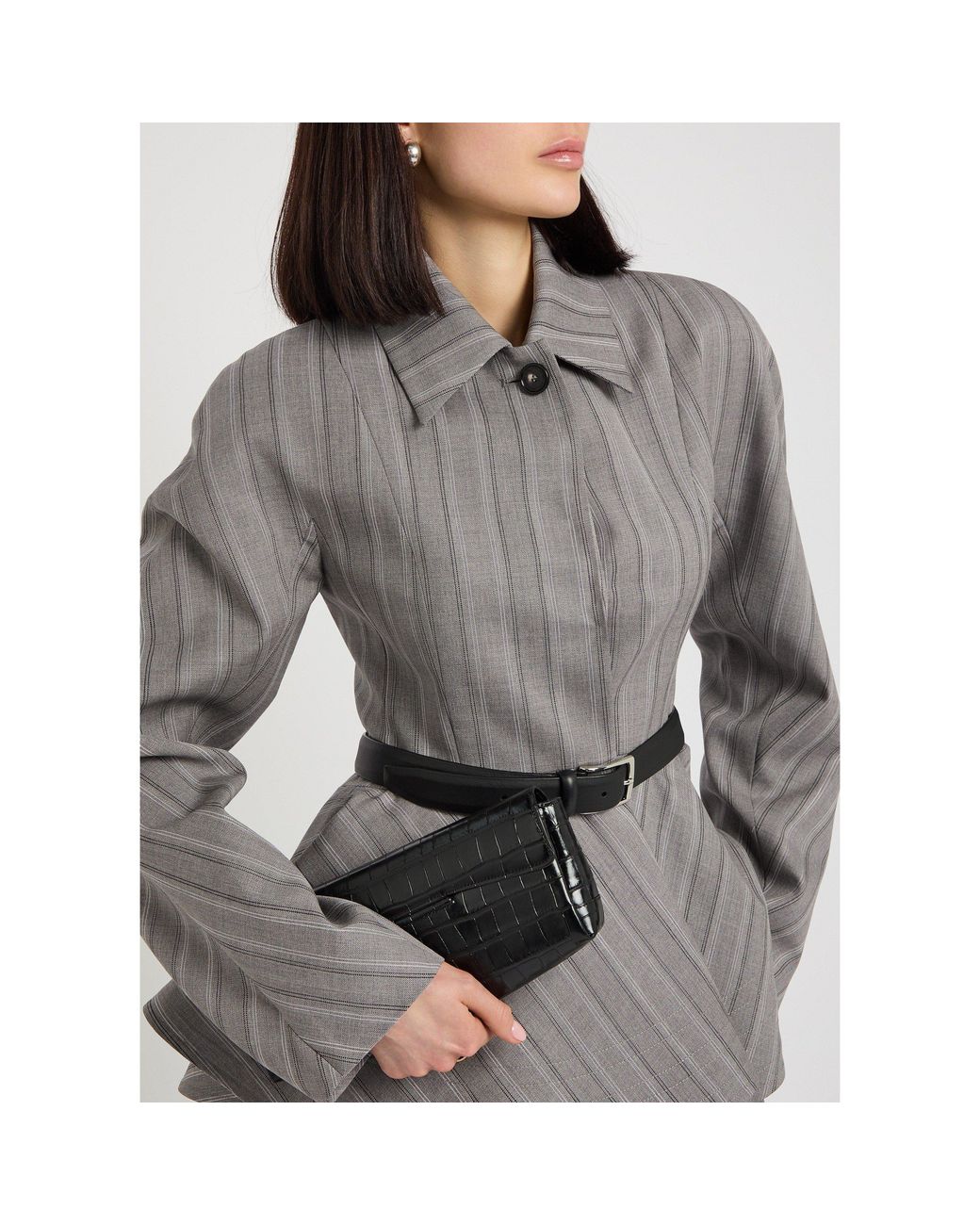 Stella McCartney Gray Stripe Tailoring Peplum Jacket