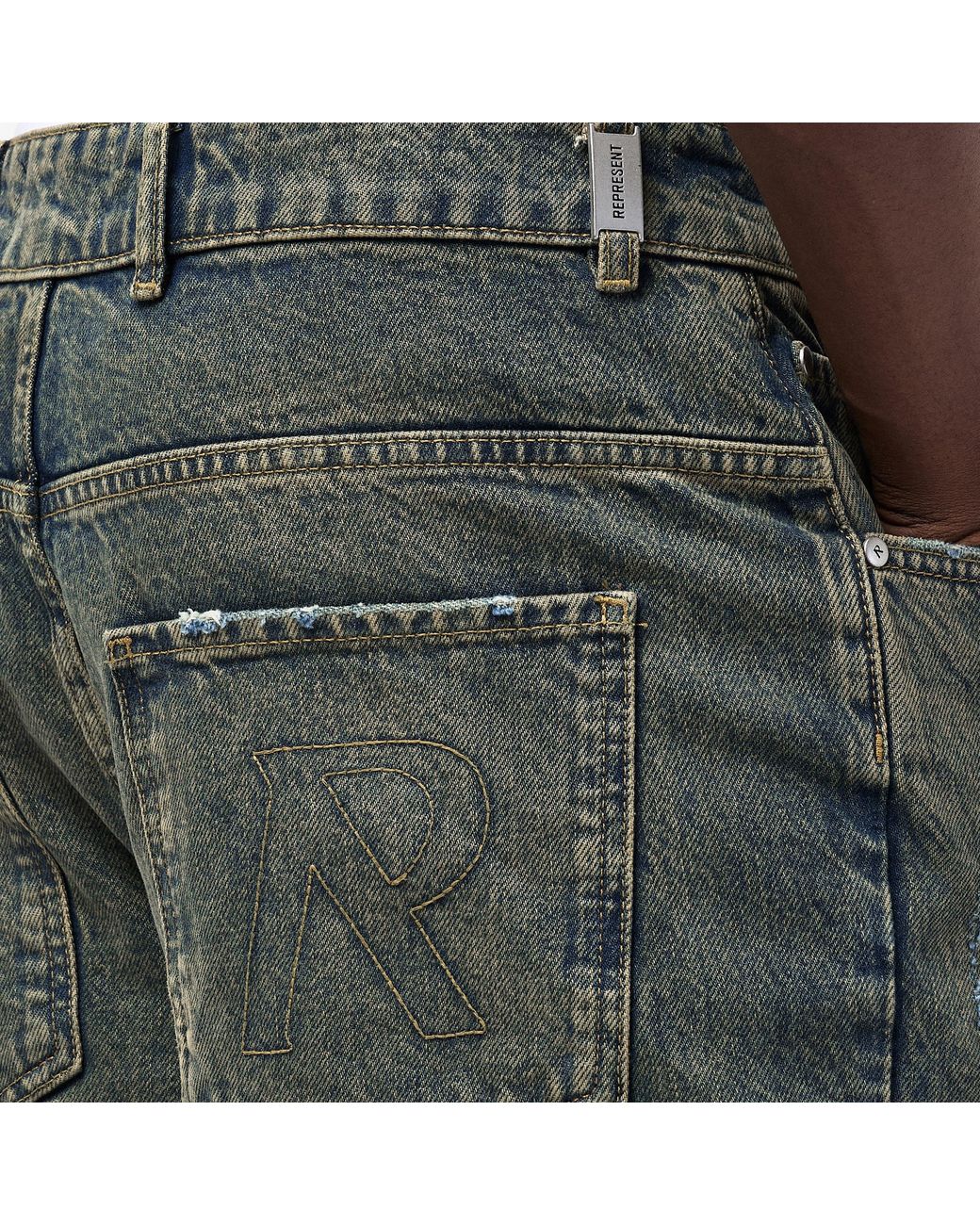 Represent Green Straight Leg Jeans for men