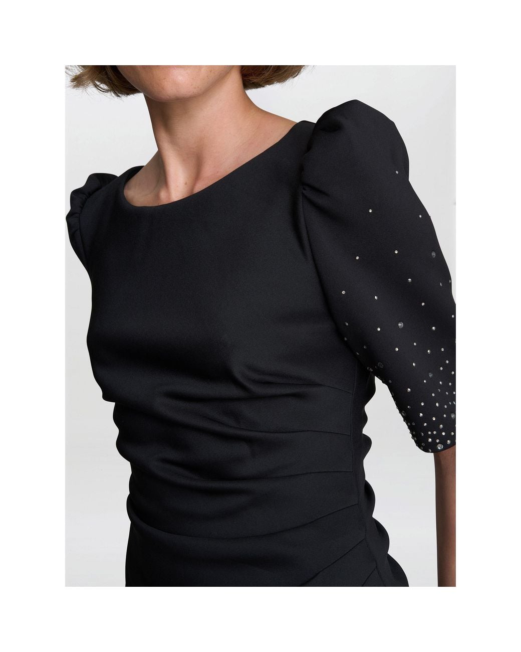 Gina Bacconi Black Louisa Dress With Beaded Sleeve