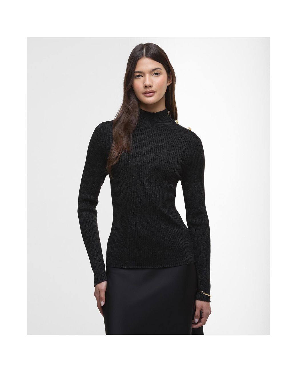 Barbour Black Stella Ribbed Jumper