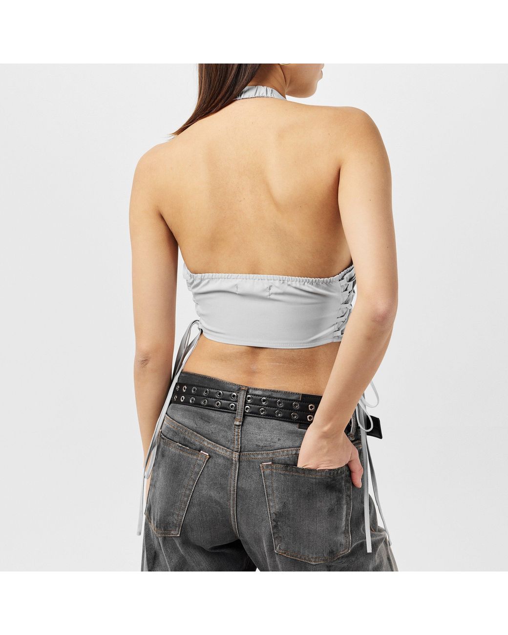 Missy Empire White Tie Up Halter Neck Waistcoat