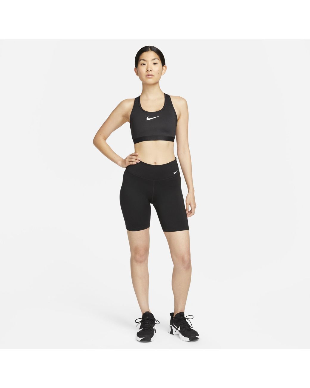 Nike Black Swoosh High Support Non-padded Adjustable Sports Bra