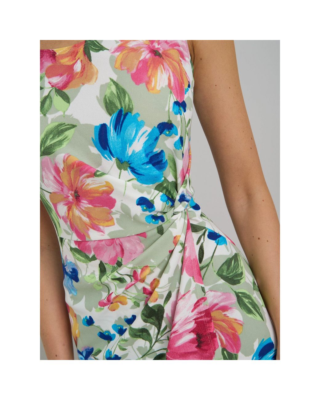 Gina Bacconi Blue Roma Twist Knot Floral Dress