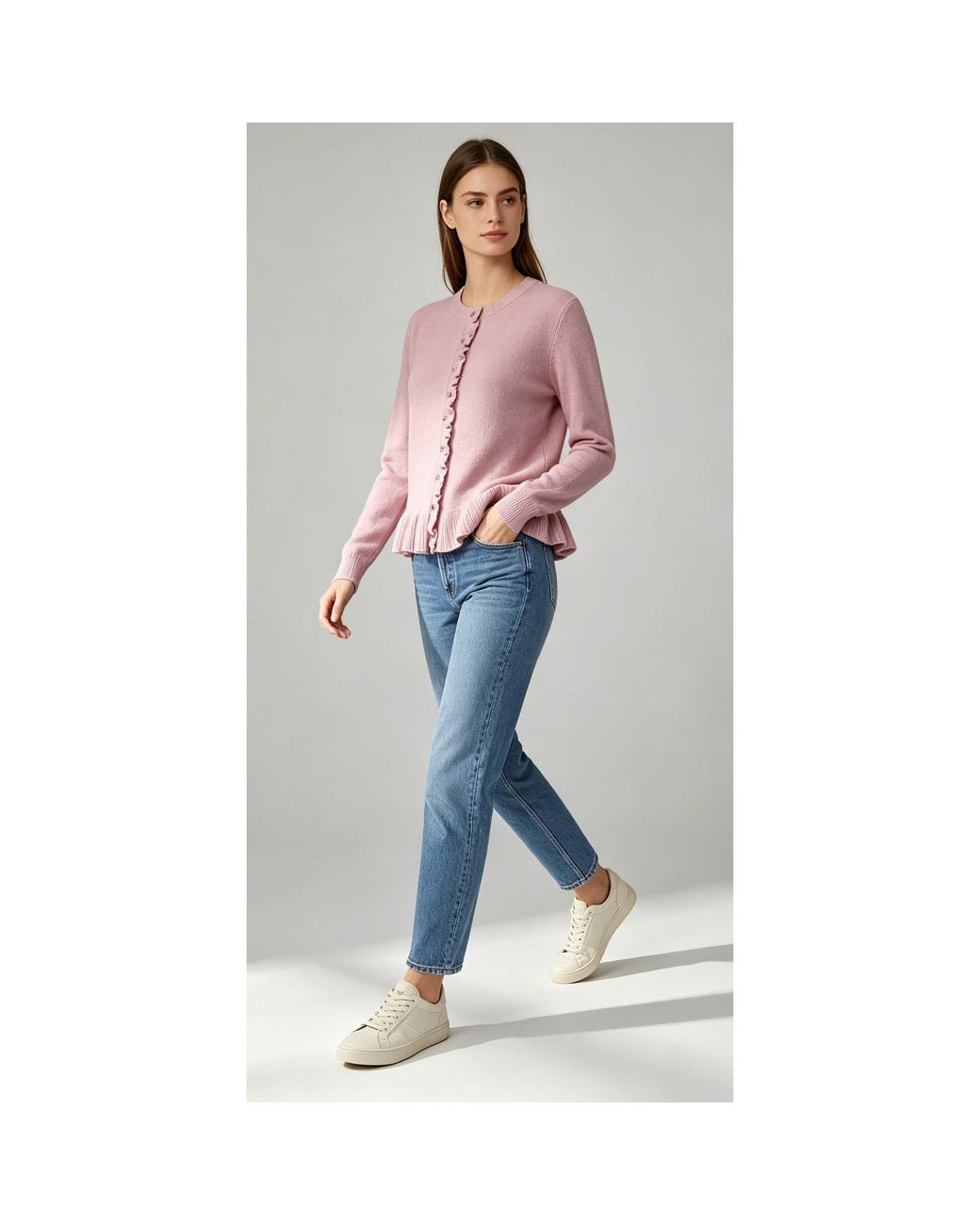 Miso Blue Frill-Hem Cardigan