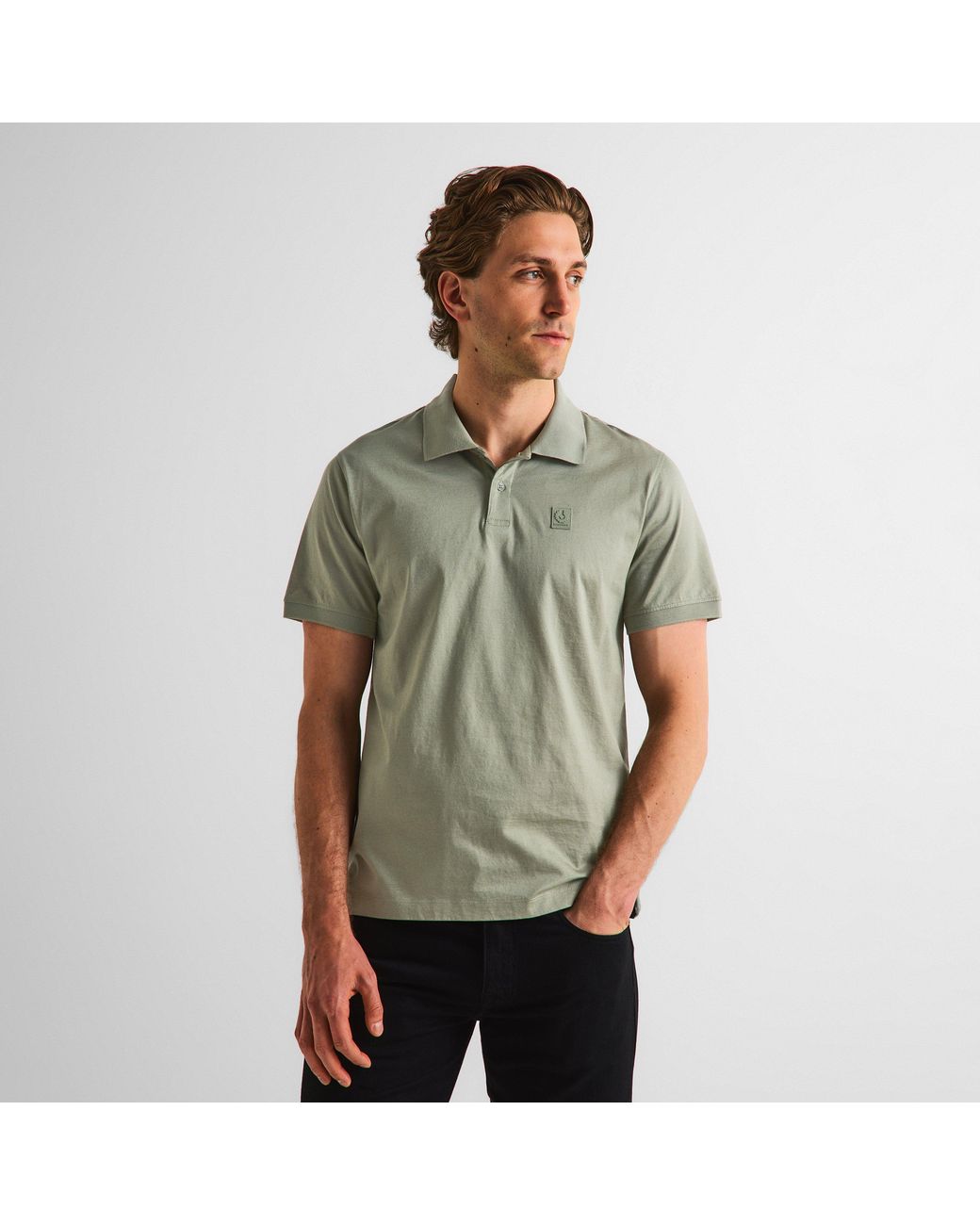 Belstaff Green Steel Short Sleeve Polo Shirt for men