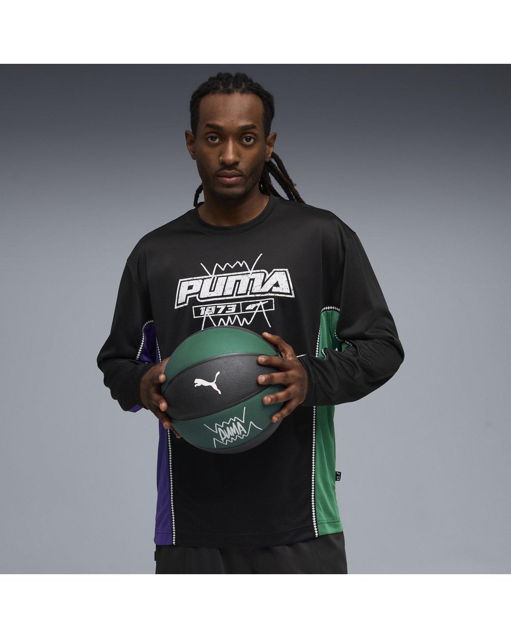 PUMA Black Hoopaverse Shooting Long Sleeve Performance Gym Top for men