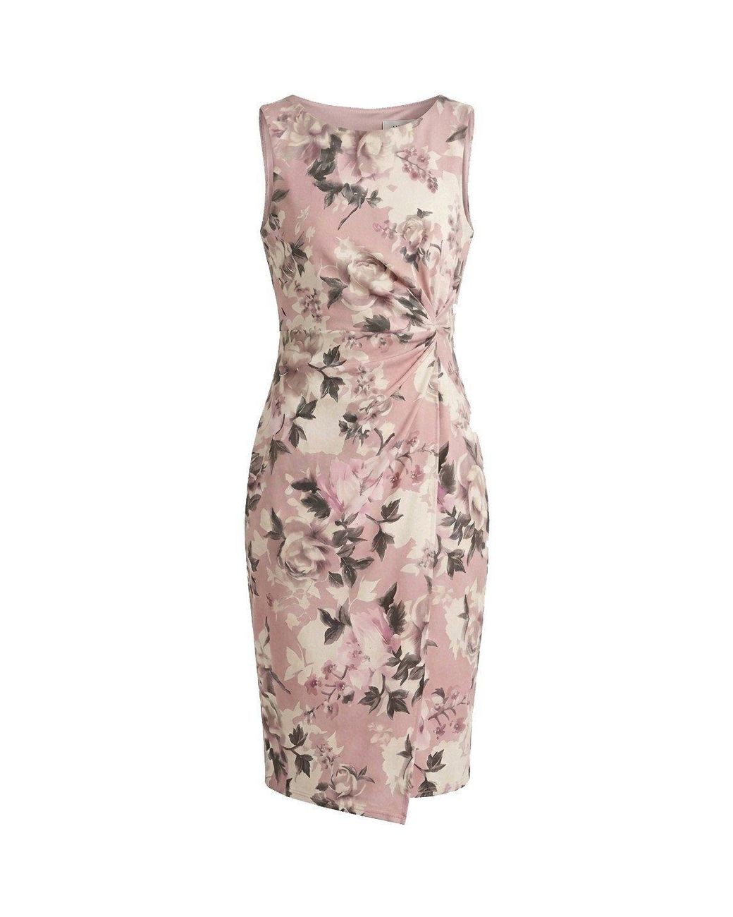 Gina Bacconi Pink Roma Twist Knot Floral Dress