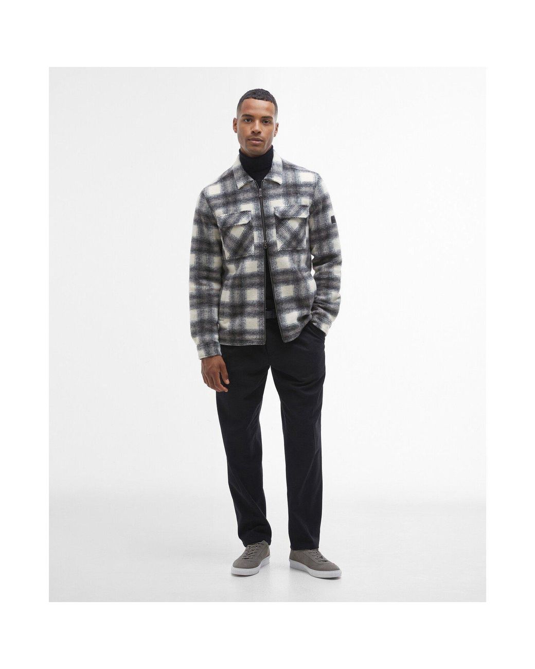 Barbour Gray Clayton Brushed Fleece Overshirt for men