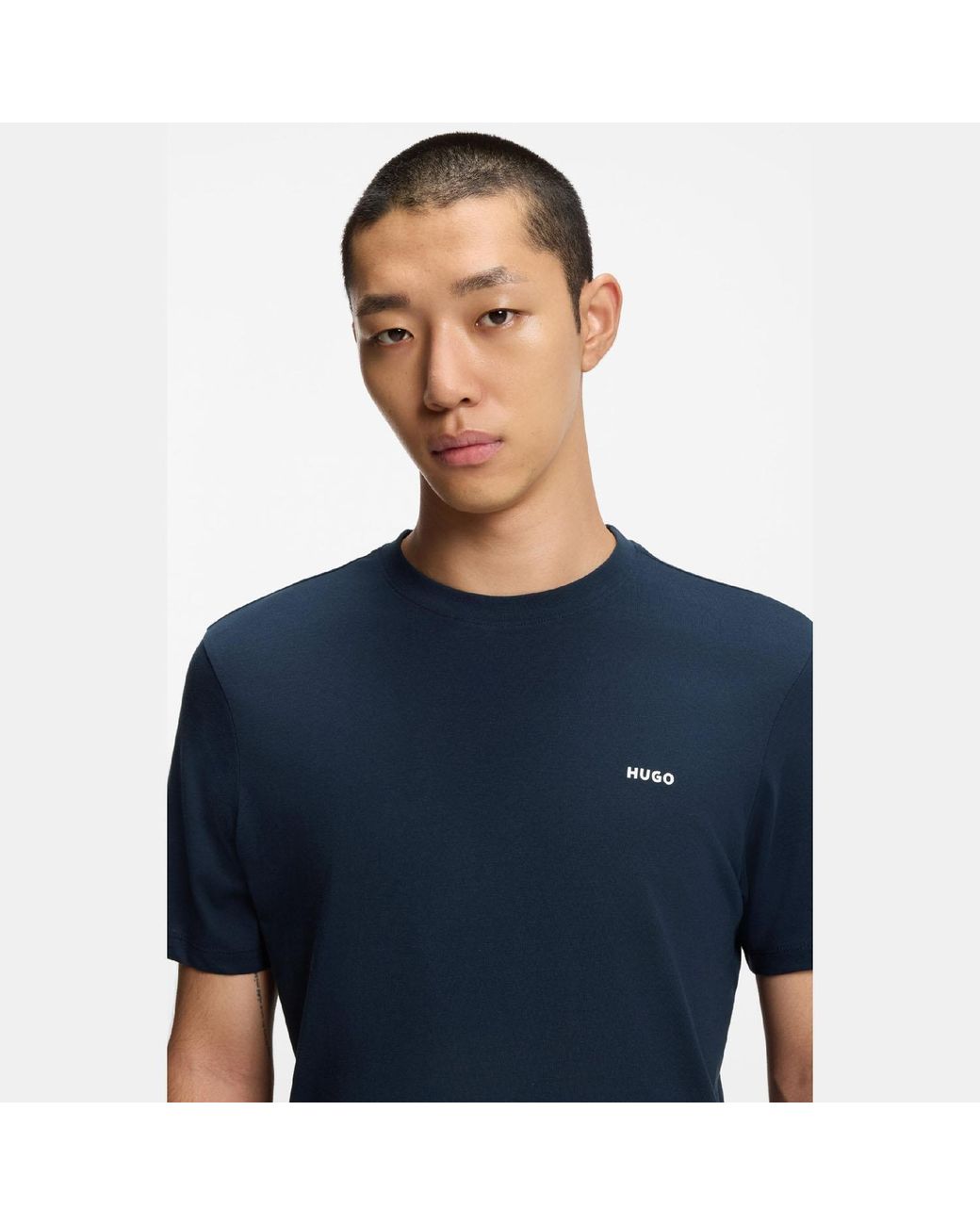 HUGO Blue Dero222 Logo Print T-Shirt for men