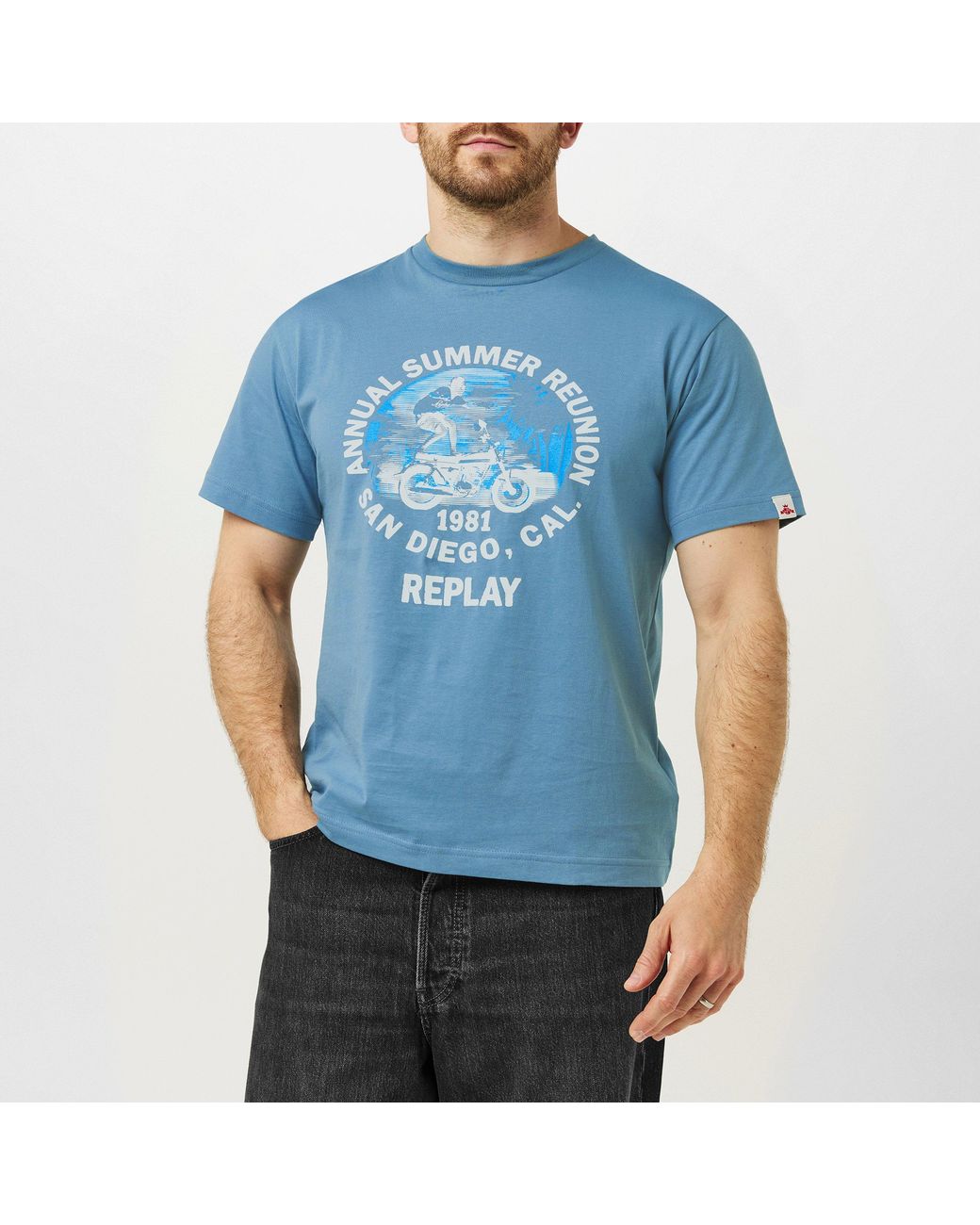 Replay Blue Moto Tricks T-Shirt for men