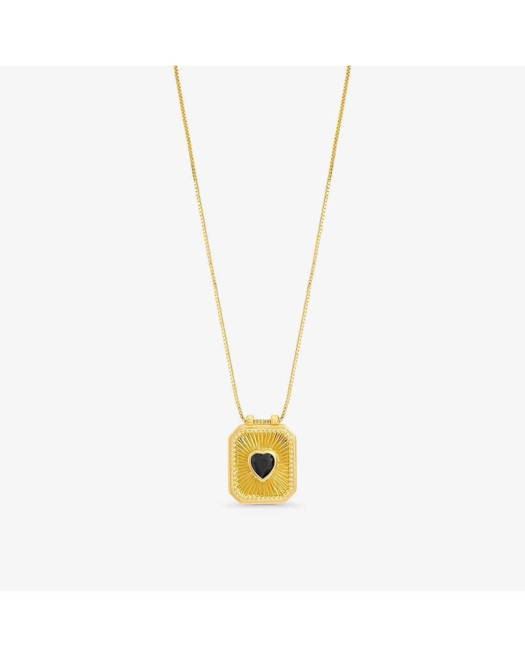 Inicio Metallic 14K Plated Jet & Heart Charm Necklace