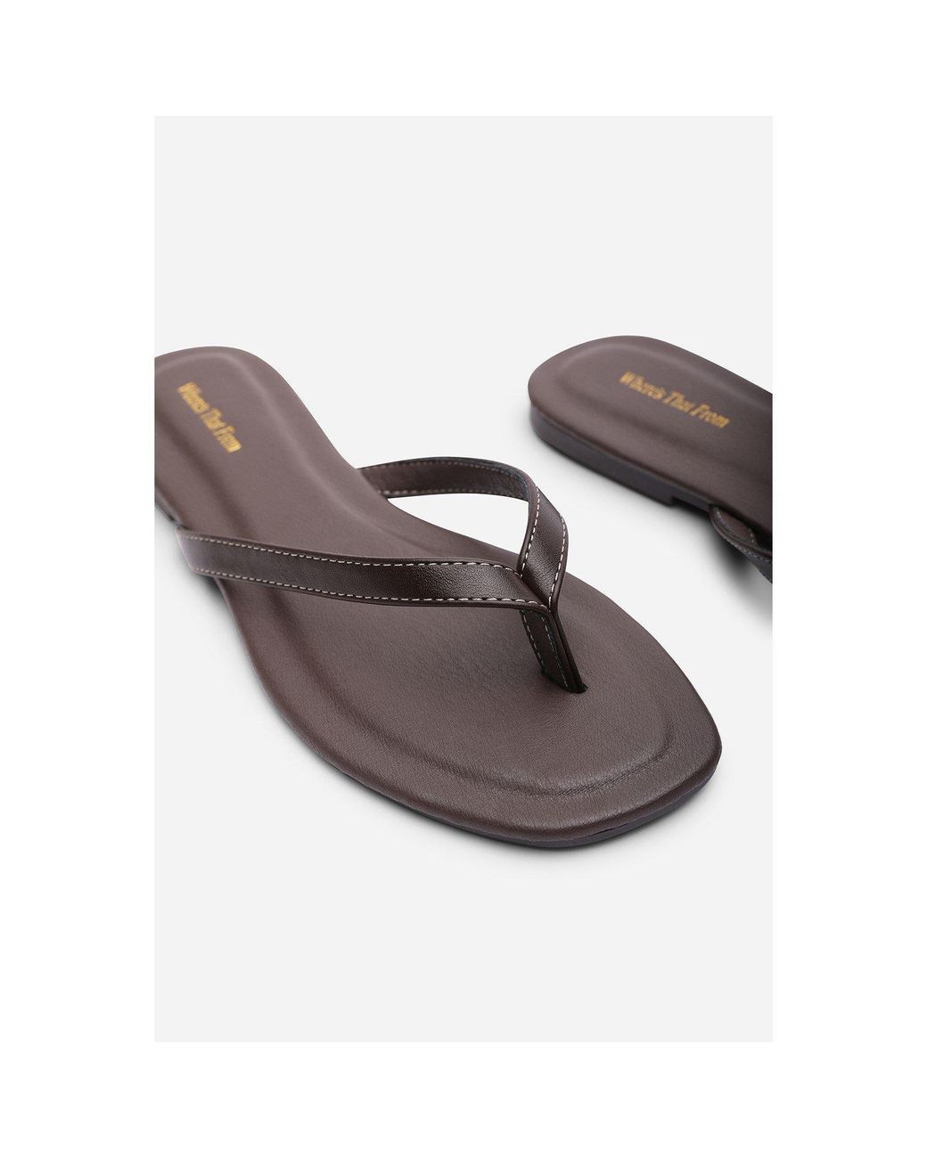 Where's That From Brown Where's Flip Flop Sandal With Contrast Stitch Detail