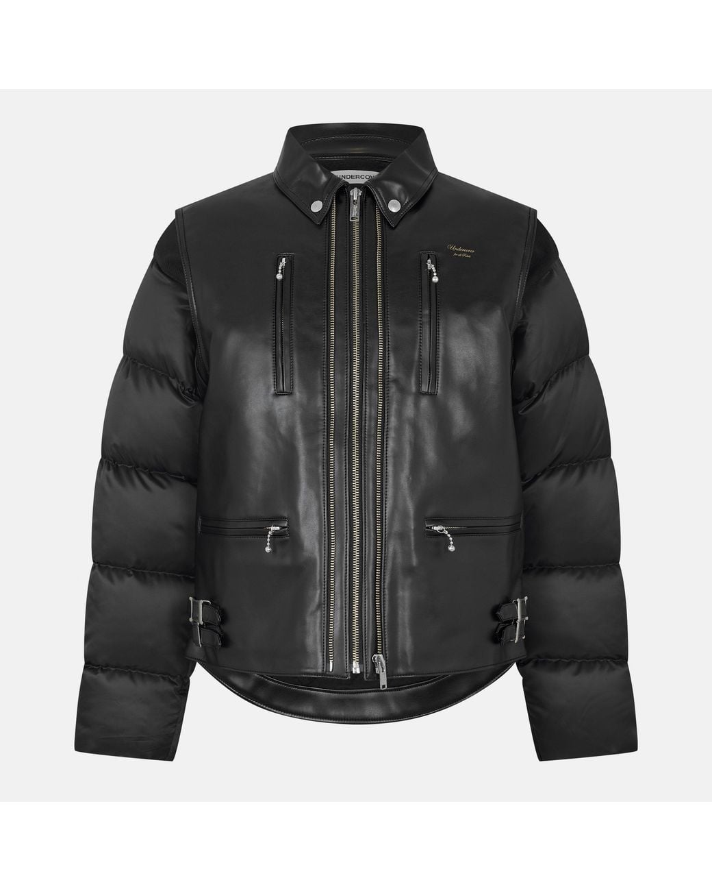 Undercover Black Leather Contemporary Cut Jacket for men
