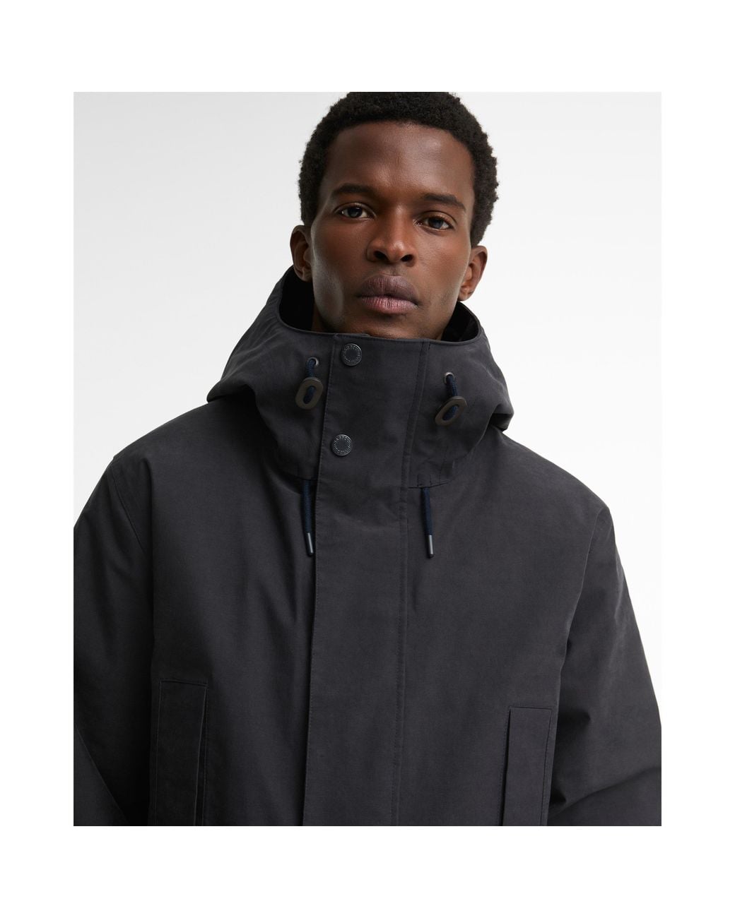 Barbour Black Northfield Modern Heritage Cotton Full-Zip Waterproof Parka for men