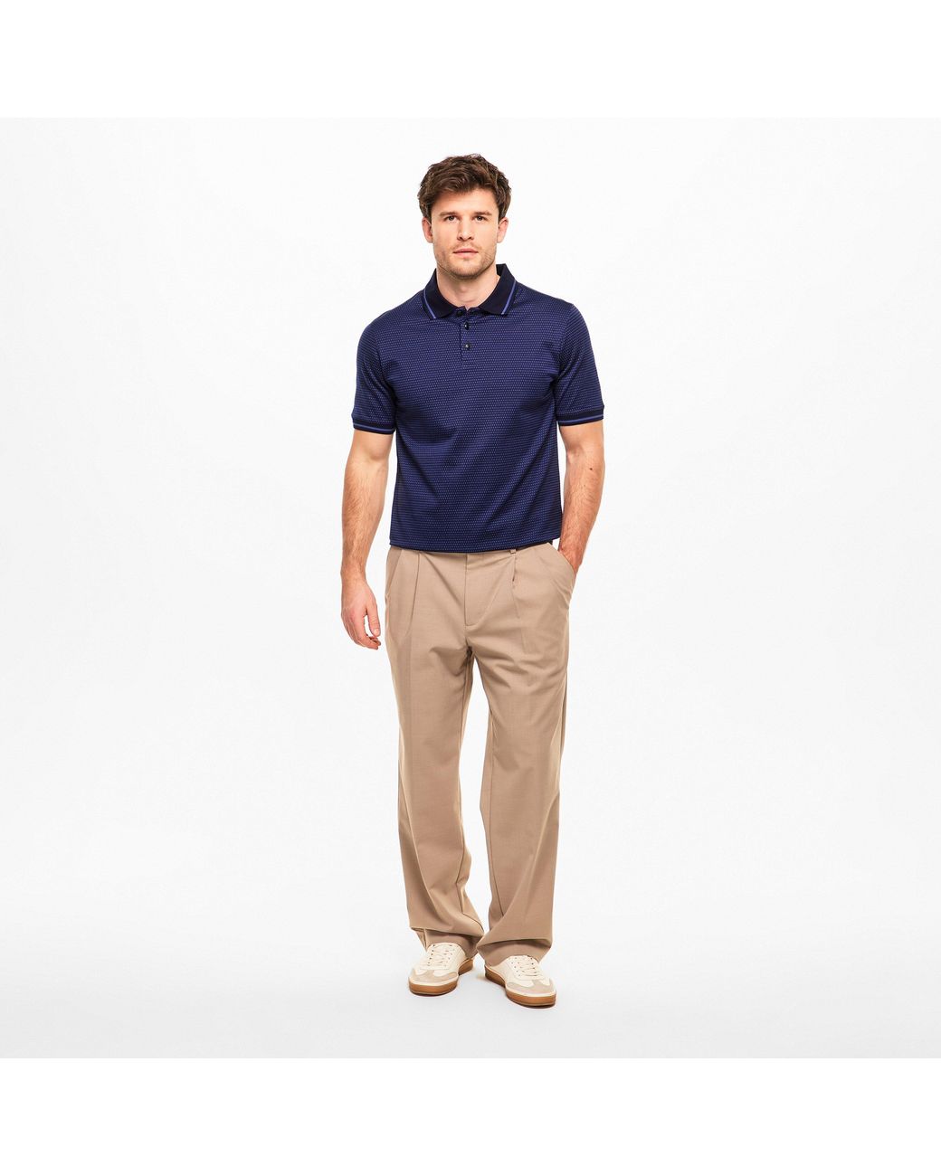 Pal Zileri Blue Pattern Short Sleeve Polo Shirt for men