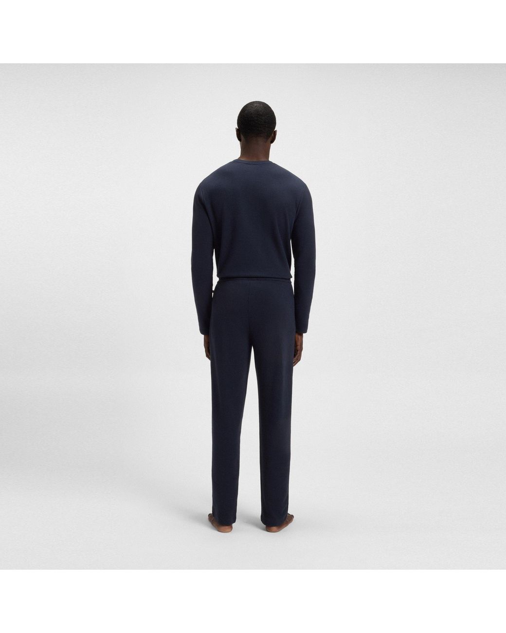 Boss Blue Waffle Open Hem Fleece Joggers for men