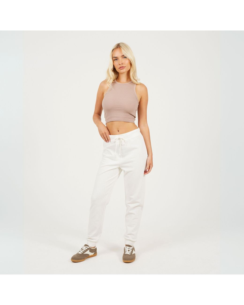 Brave Soul White Wiomens Skinny Leg Jogging Bottoms