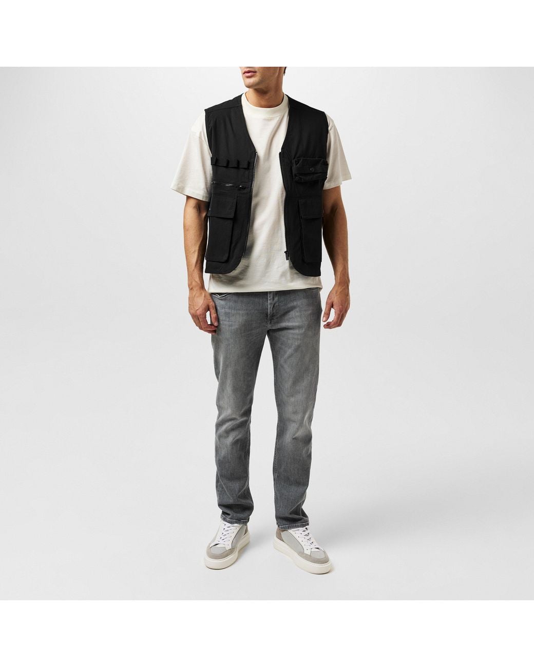 Jack & Jones Gray Clark Evan Straight Leg Jeans for men