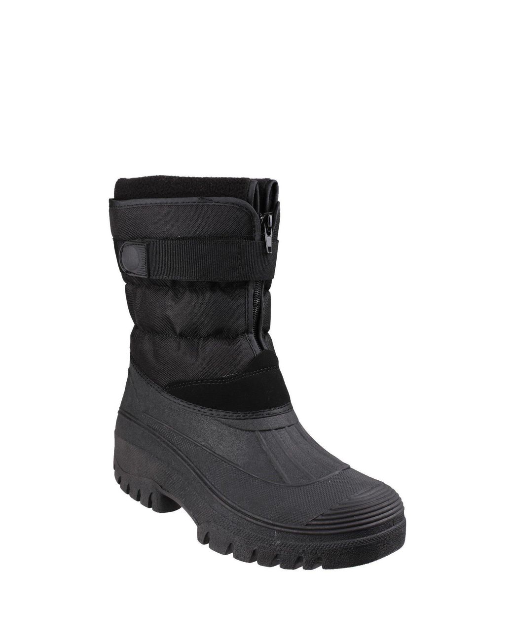 Cotswold Black Chase Touch Fastening And Zip Up Winter Boot