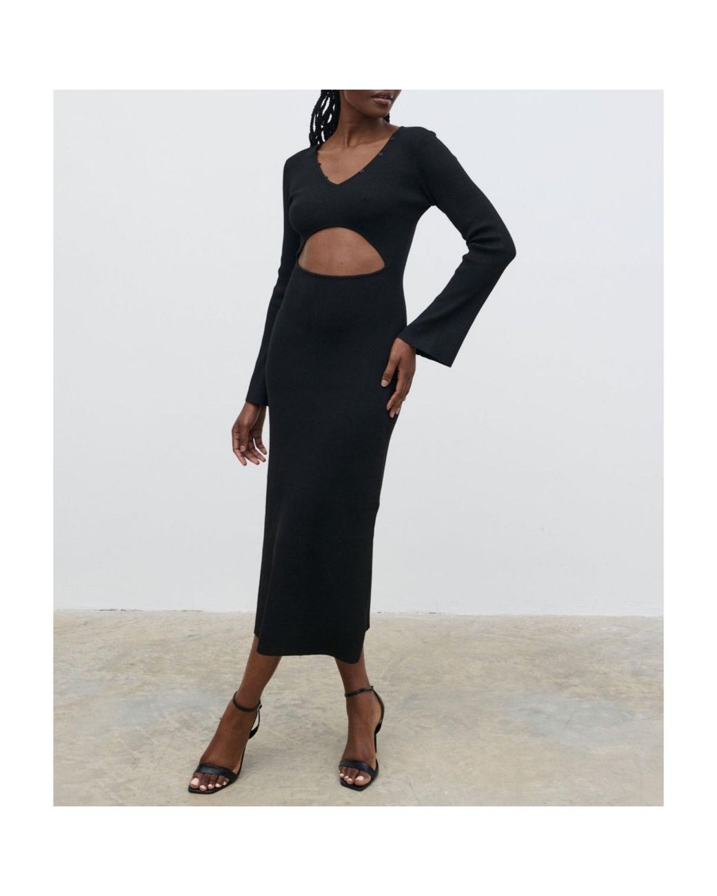 Pretty Lavish Black Zahra Cut Out Button Maxi Jumper Dress