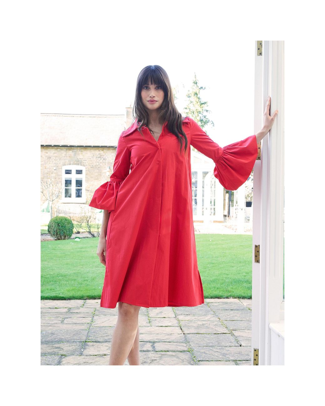 Gina Bacconi Green Melinda Taffeta Shirt Dress