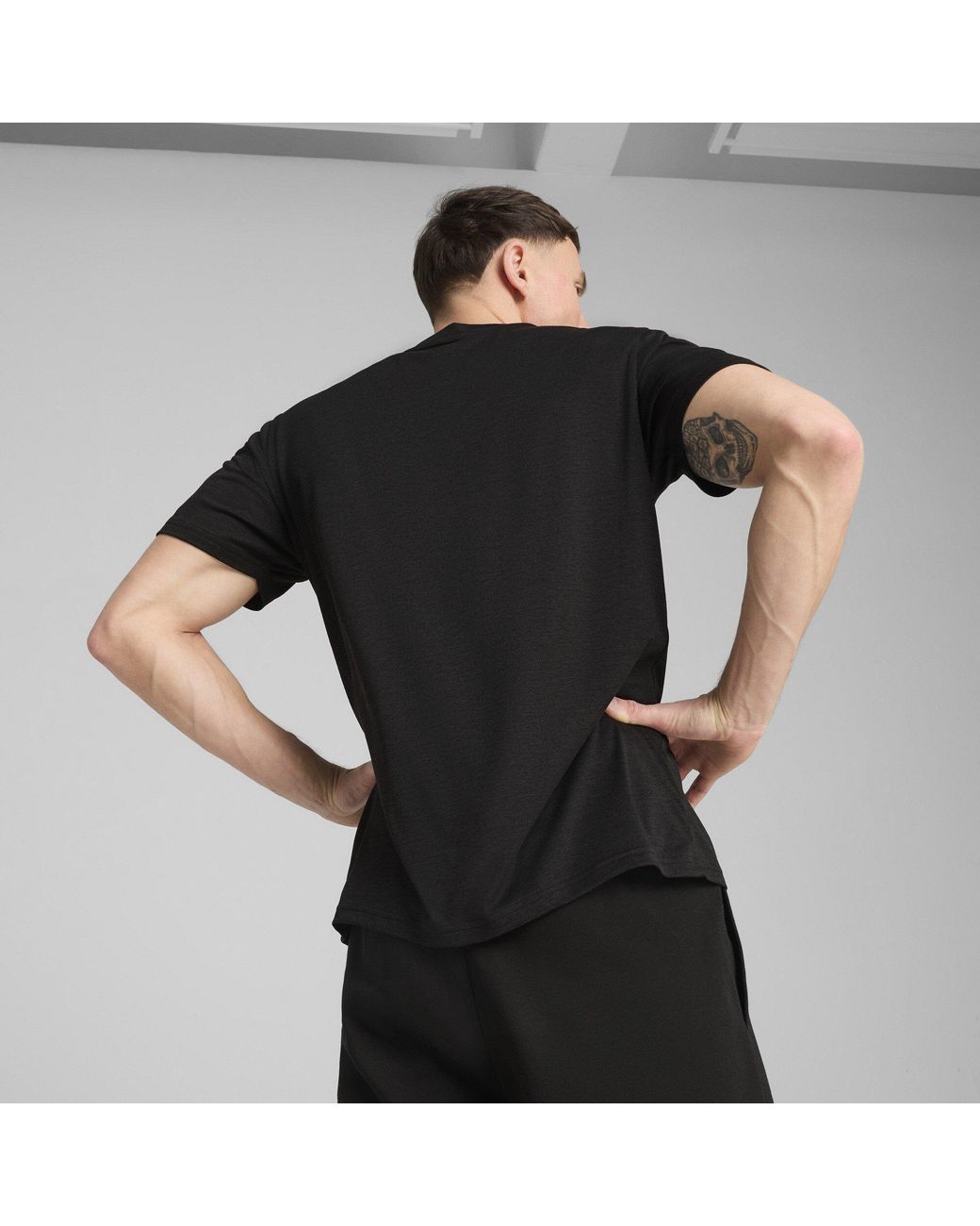 PUMA Black Tad Short Sleeve Performance Gym Top for men