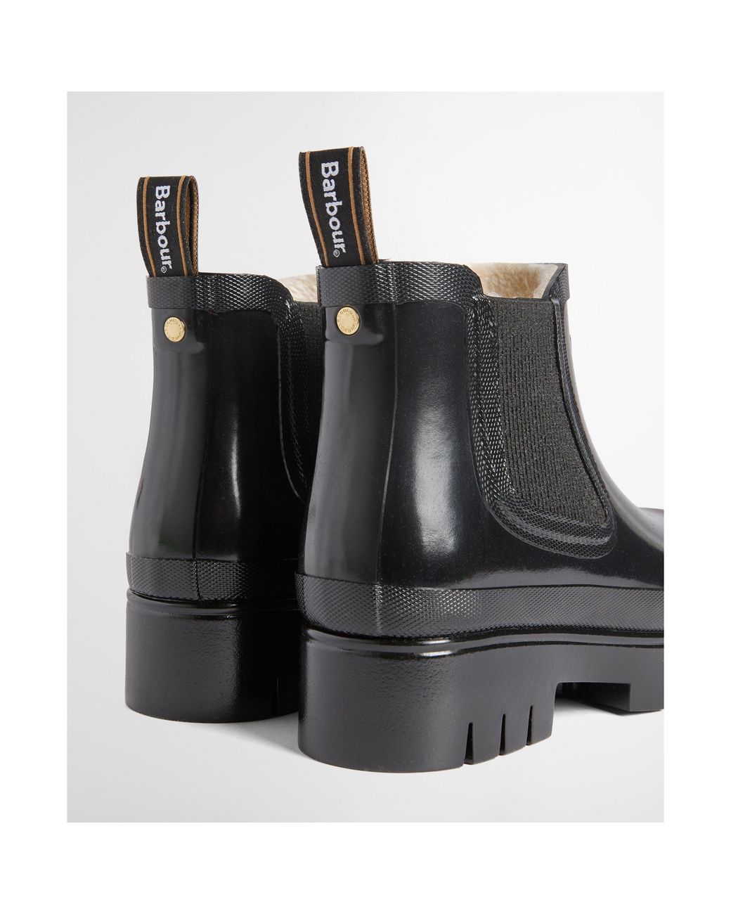 Barbour Black Halton Faux-Fur Lined Ankle Wellies