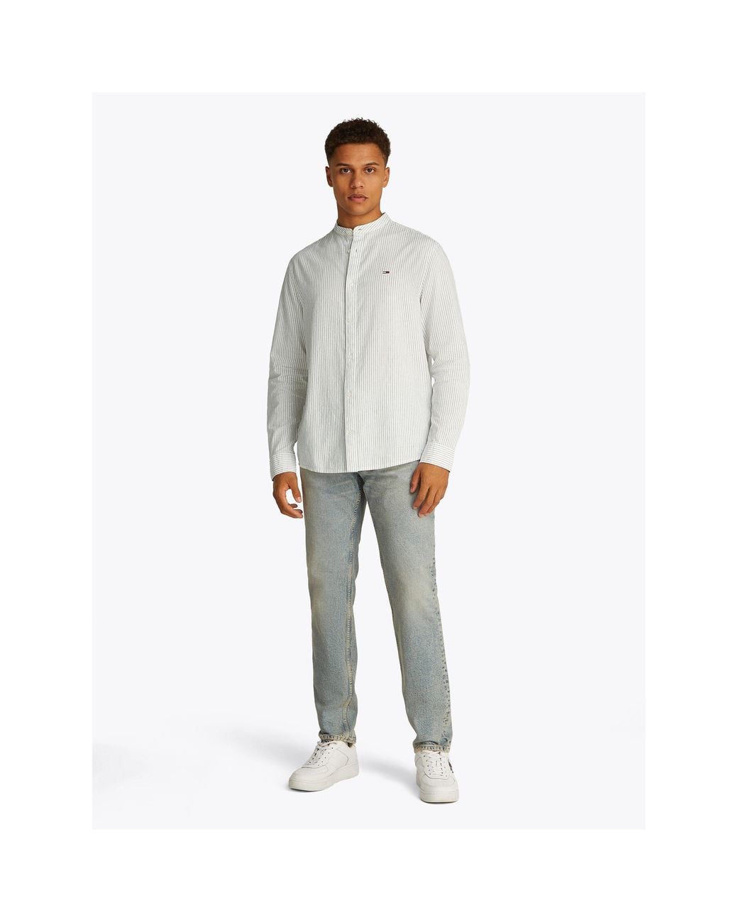 Tommy Hilfiger White Tj Linen Long-Sleeve Patterned Shirt for men