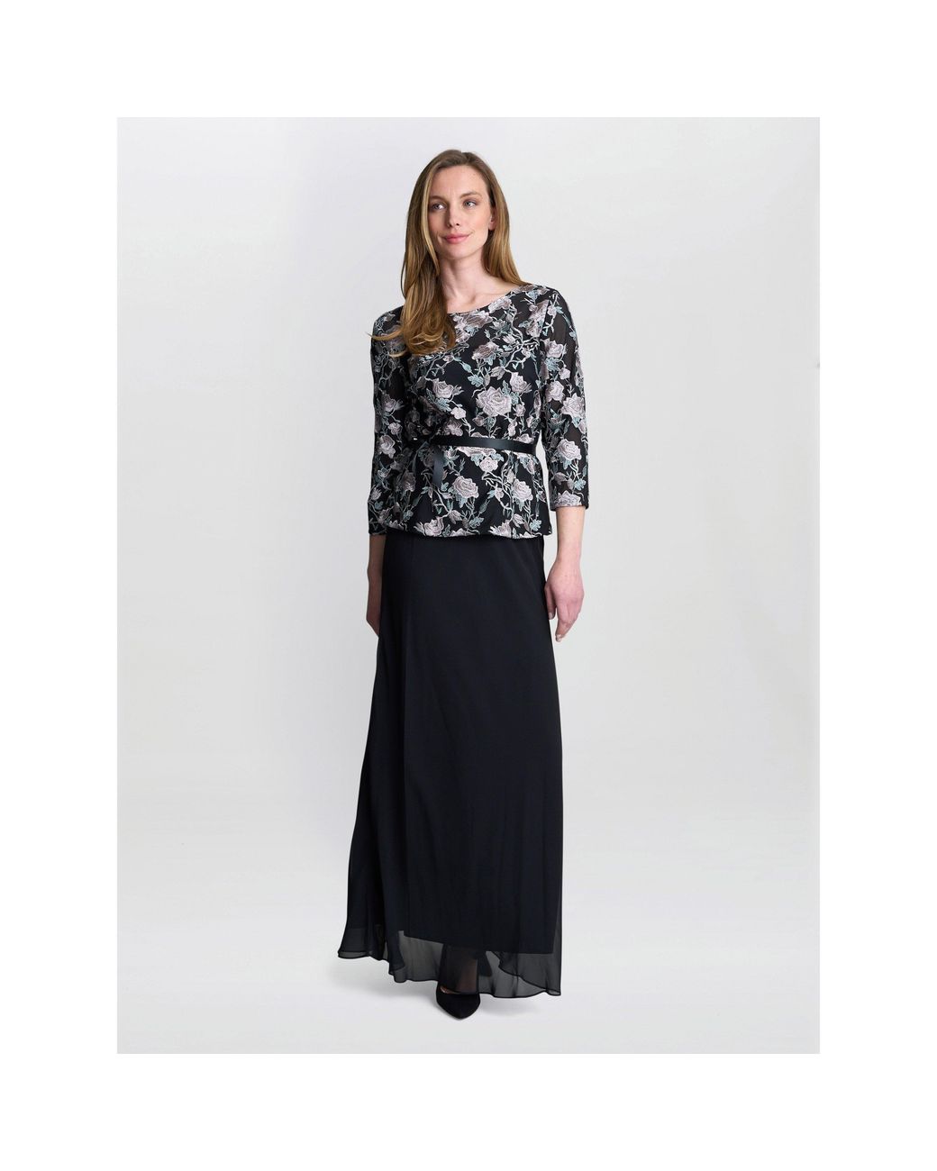 Gina Bacconi Blue Bernice Chiffon Maxi Skirt