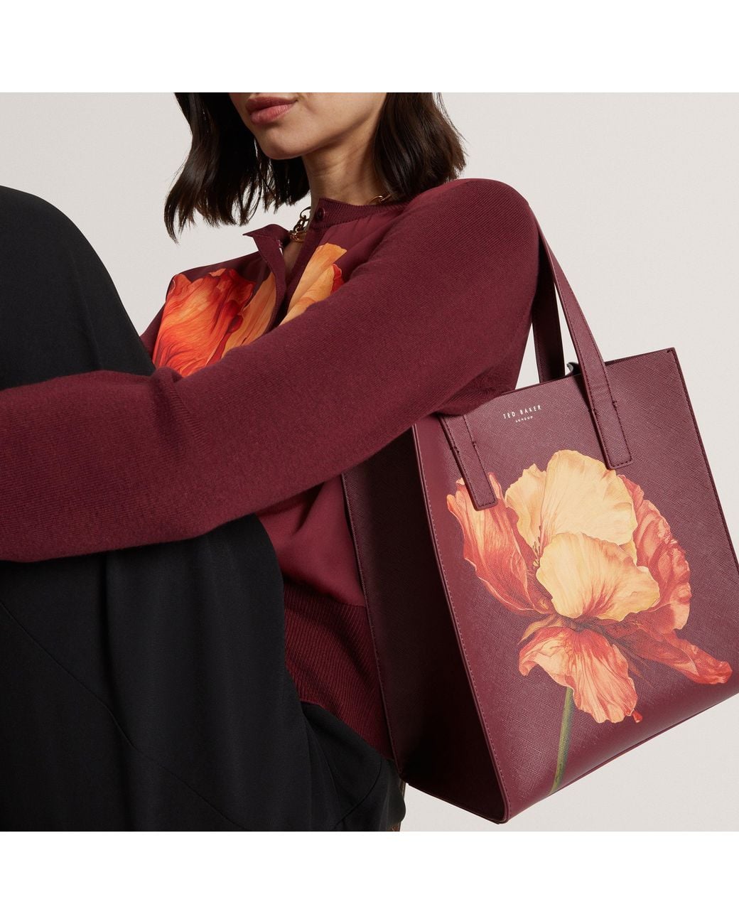 Ted Baker Pink Floral Graphic Small Icon Tote Bag