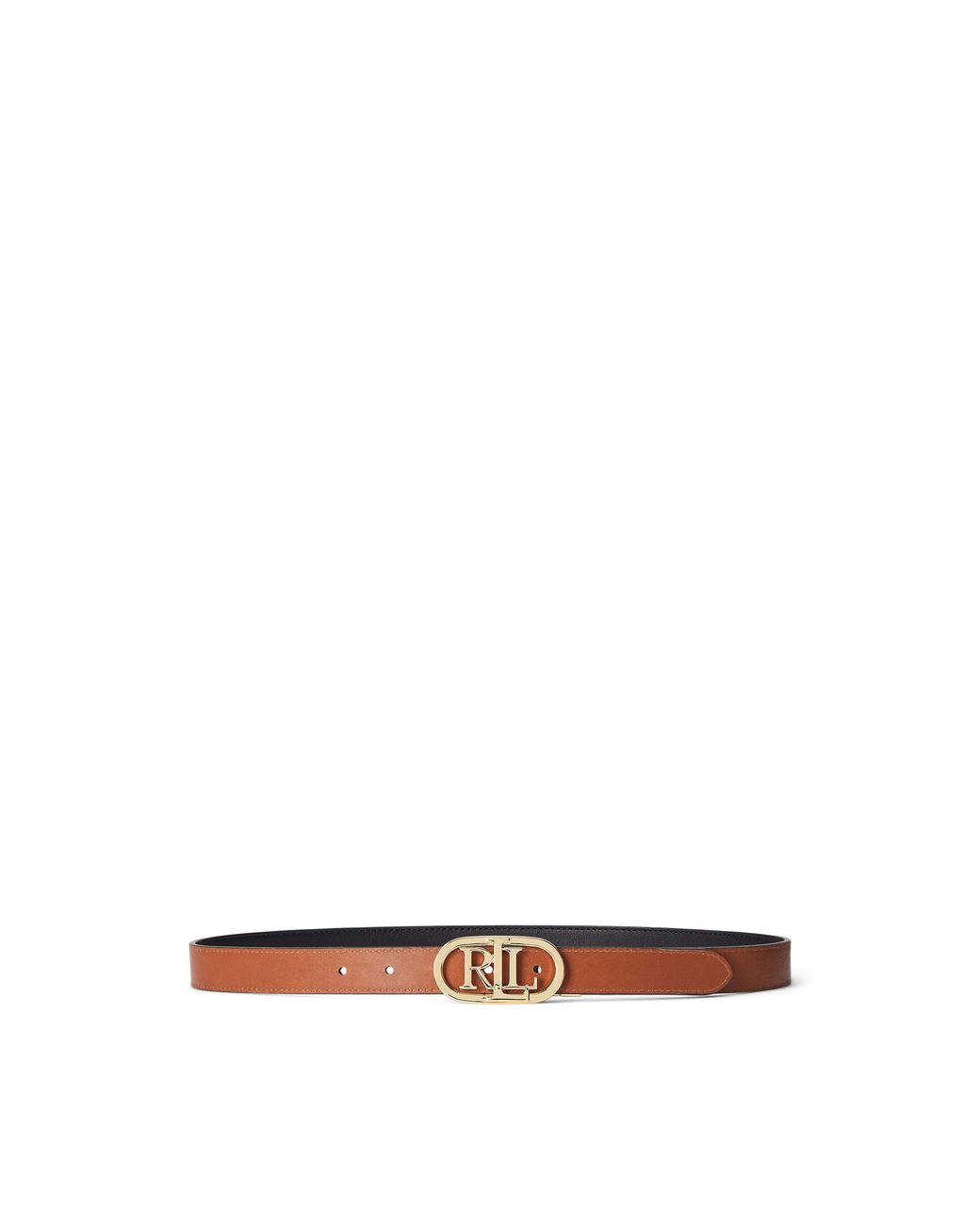 Ralph Lauren Multicolor Oval-Logo Reversible Leather Skinny Belt