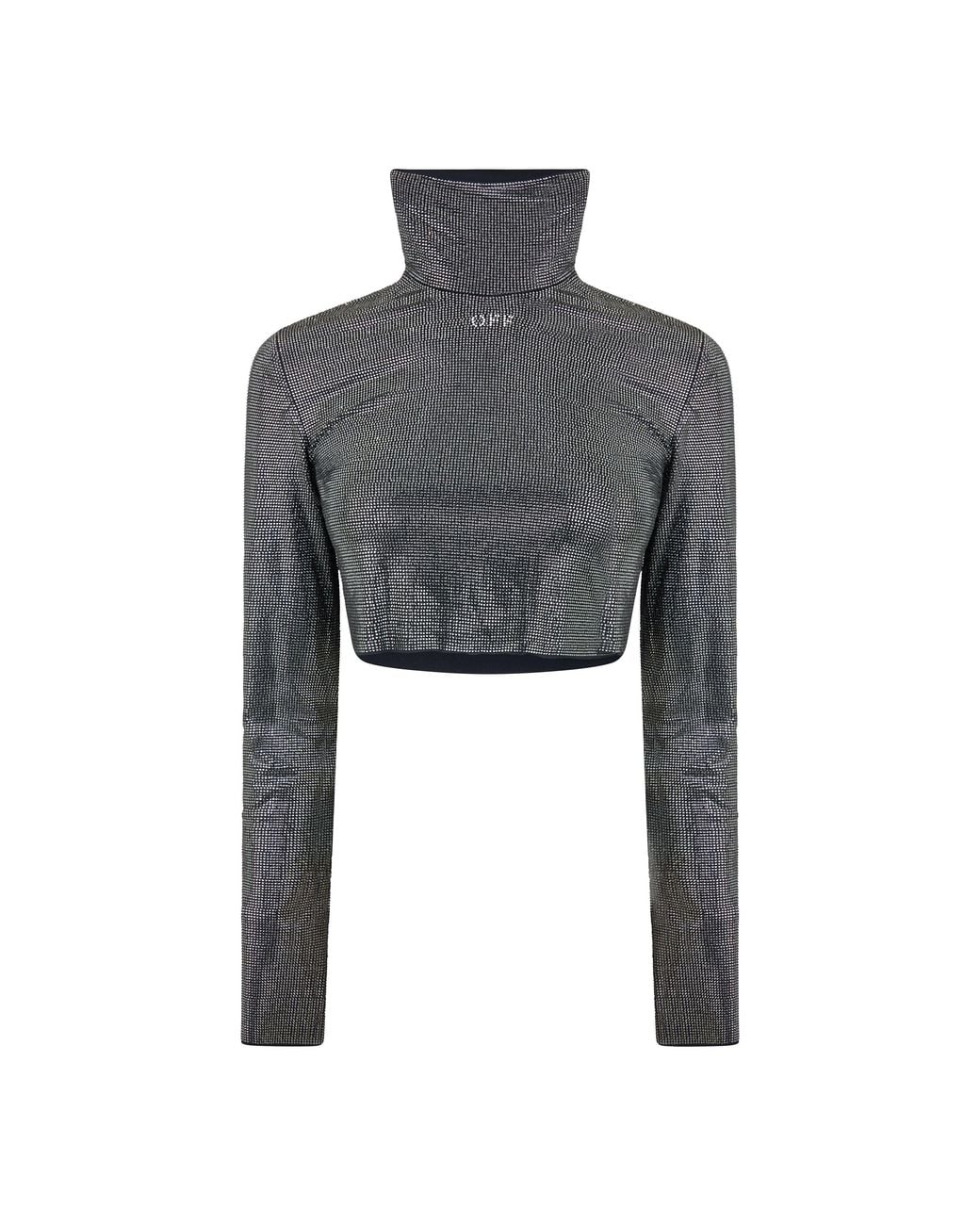 Off-White c/o Virgil Abloh Gray Cropped Long Sleeve T-Shirt