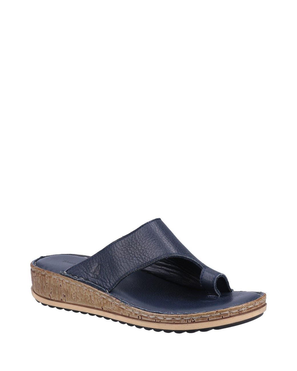 Hush Puppies Blue Elissa Suede Toe Post Wedge Sandals