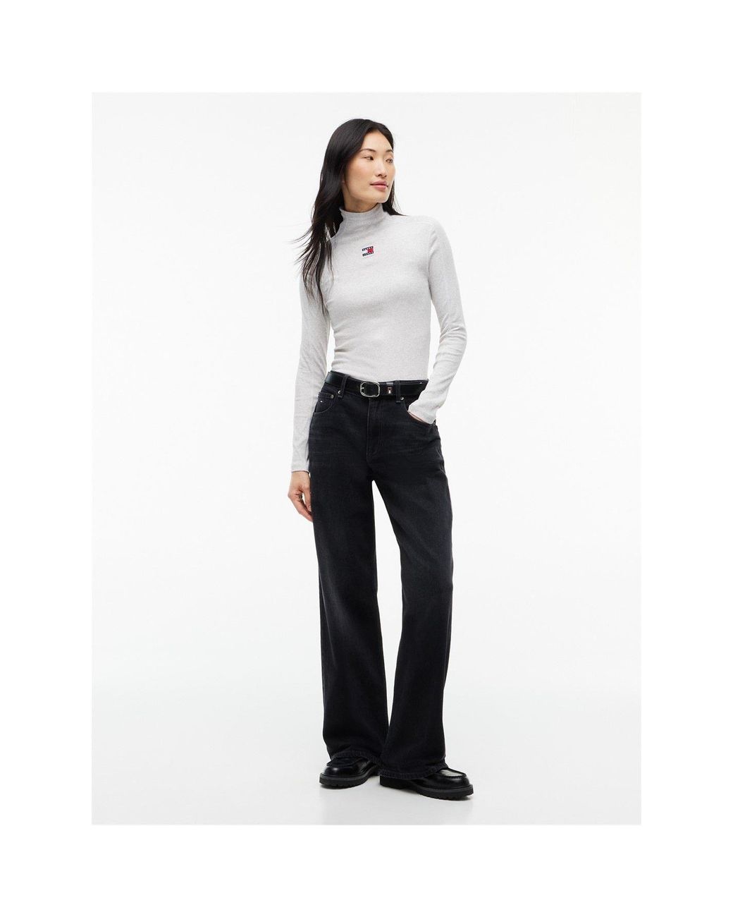 Tommy Hilfiger White Badge Cotton Roll-Neck Long-Sleeve T-Shirt