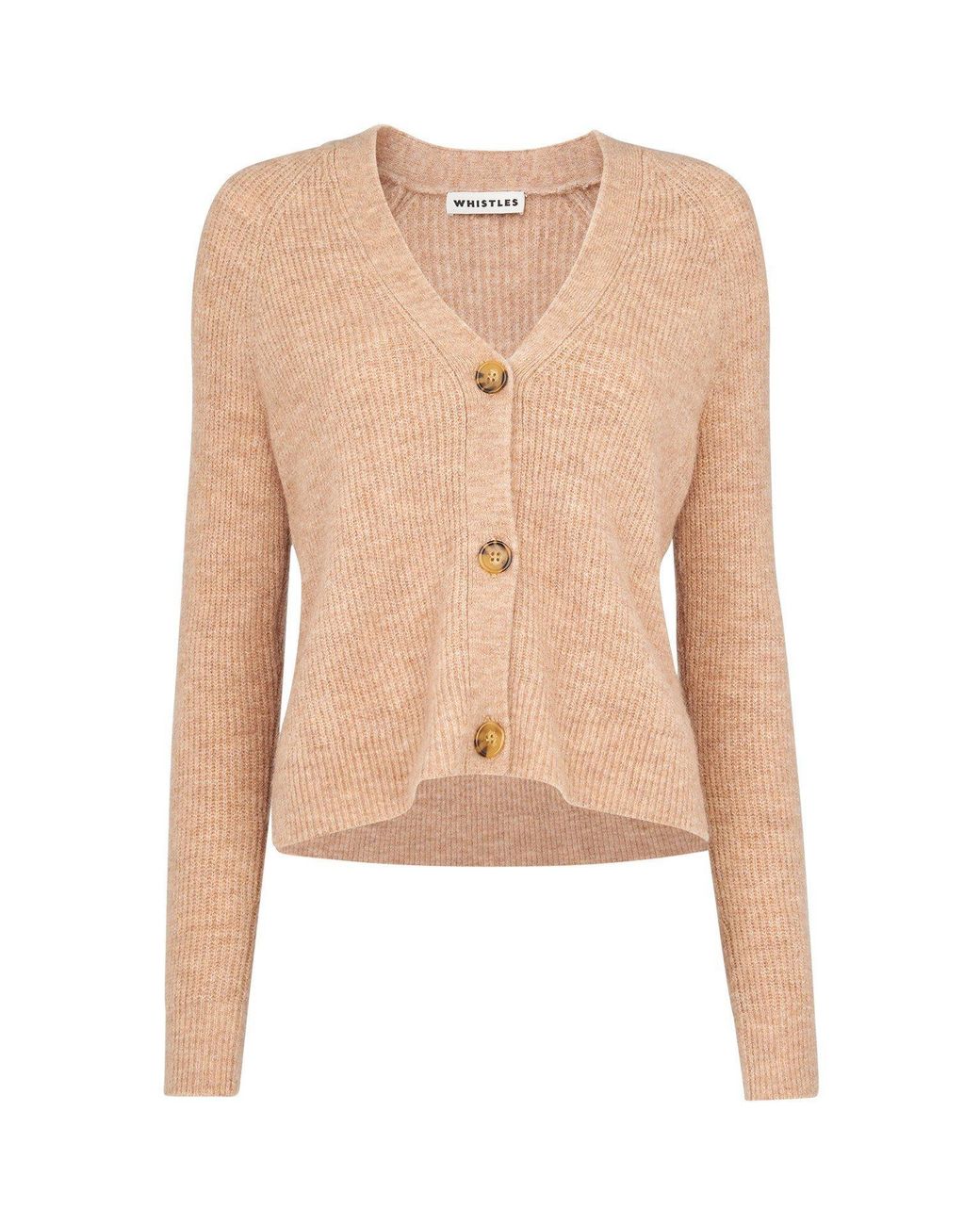 Whistles Natural Rib Textured Wool Mix Cardigan