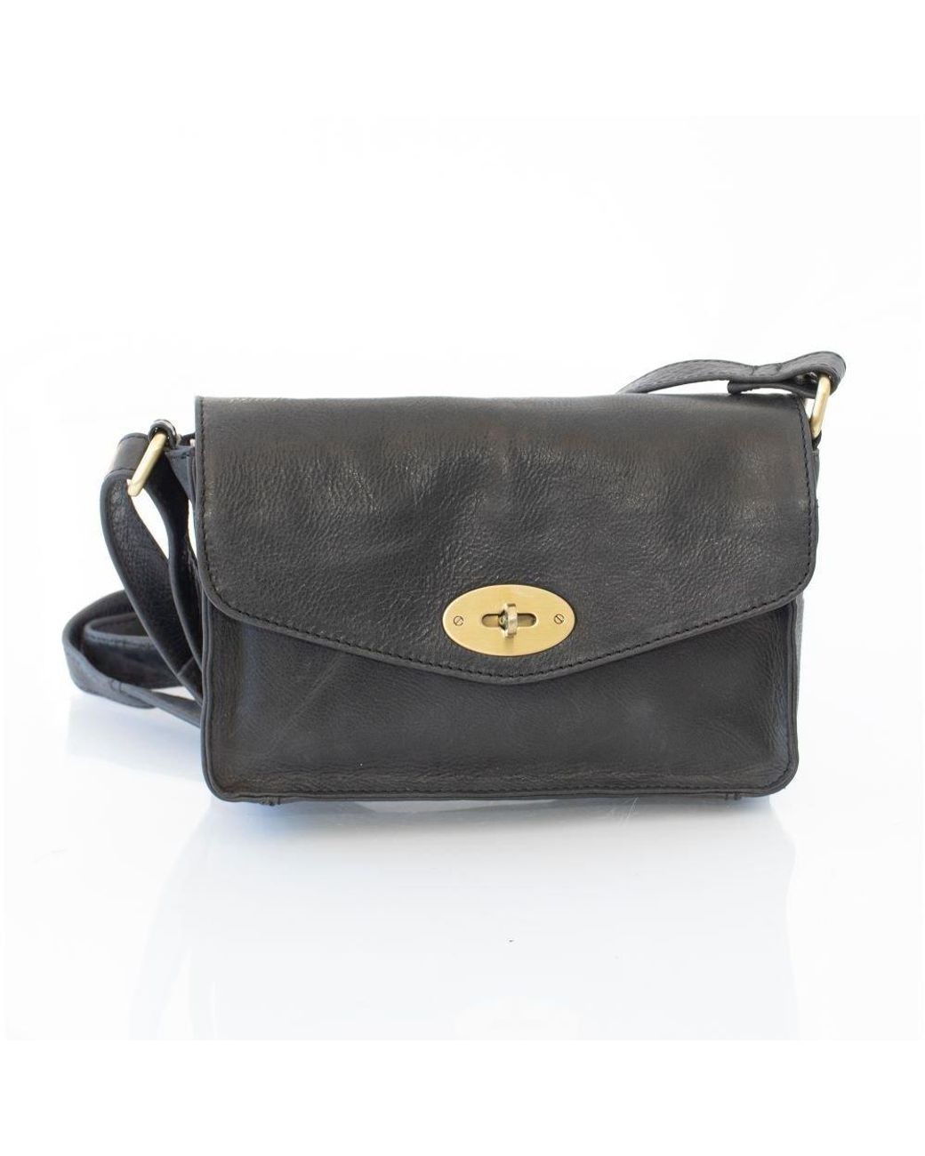 PRIMEHIDE Leather Black Columbia Ladies Medium Flapover Handbag