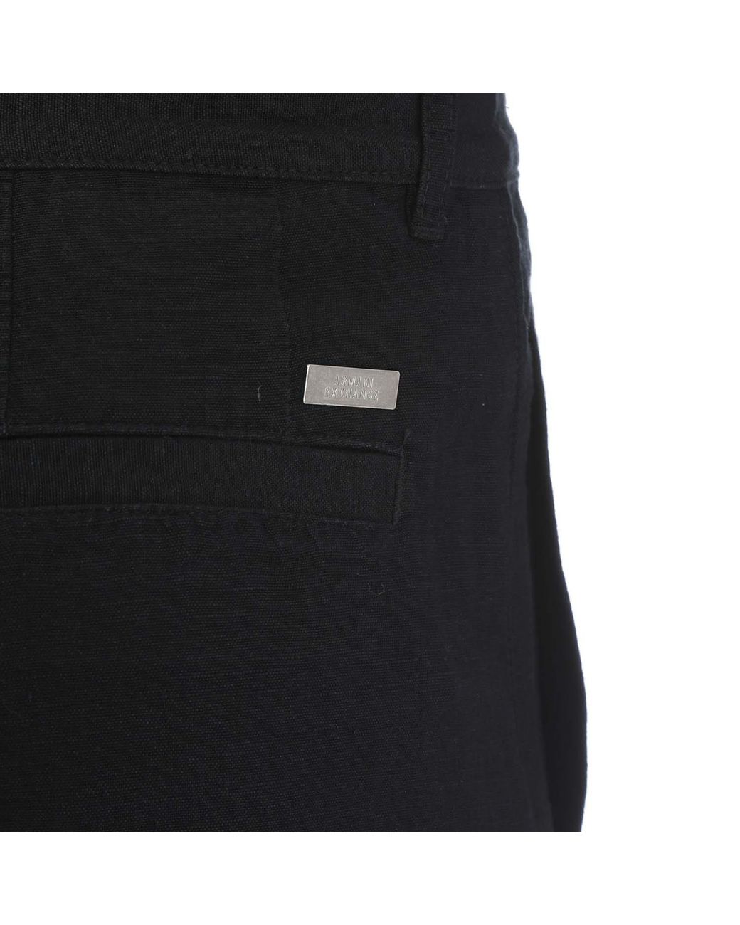 ARMANI EXCHANGE Black Linen Rayon Twill Shorts for men